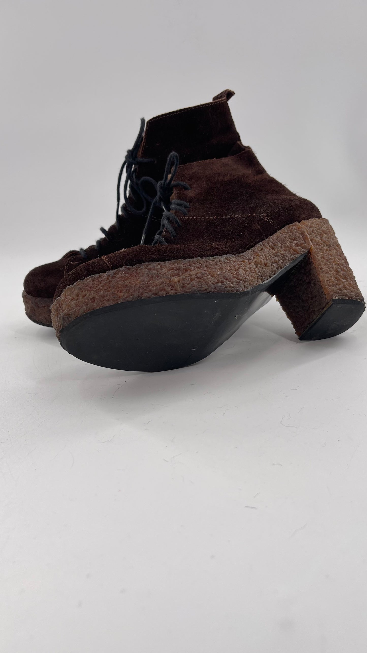 Vintage Amish Brown Lace Up Suede Boots - Apparently Size 7-71/2
