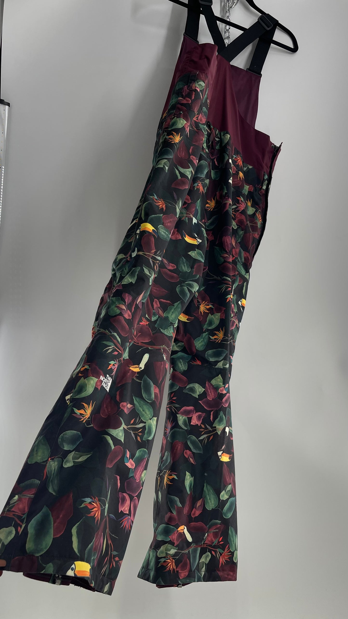 The North Face Tropical Patterned Burgundy Snowboard/Ski/Snowsuit (XL)