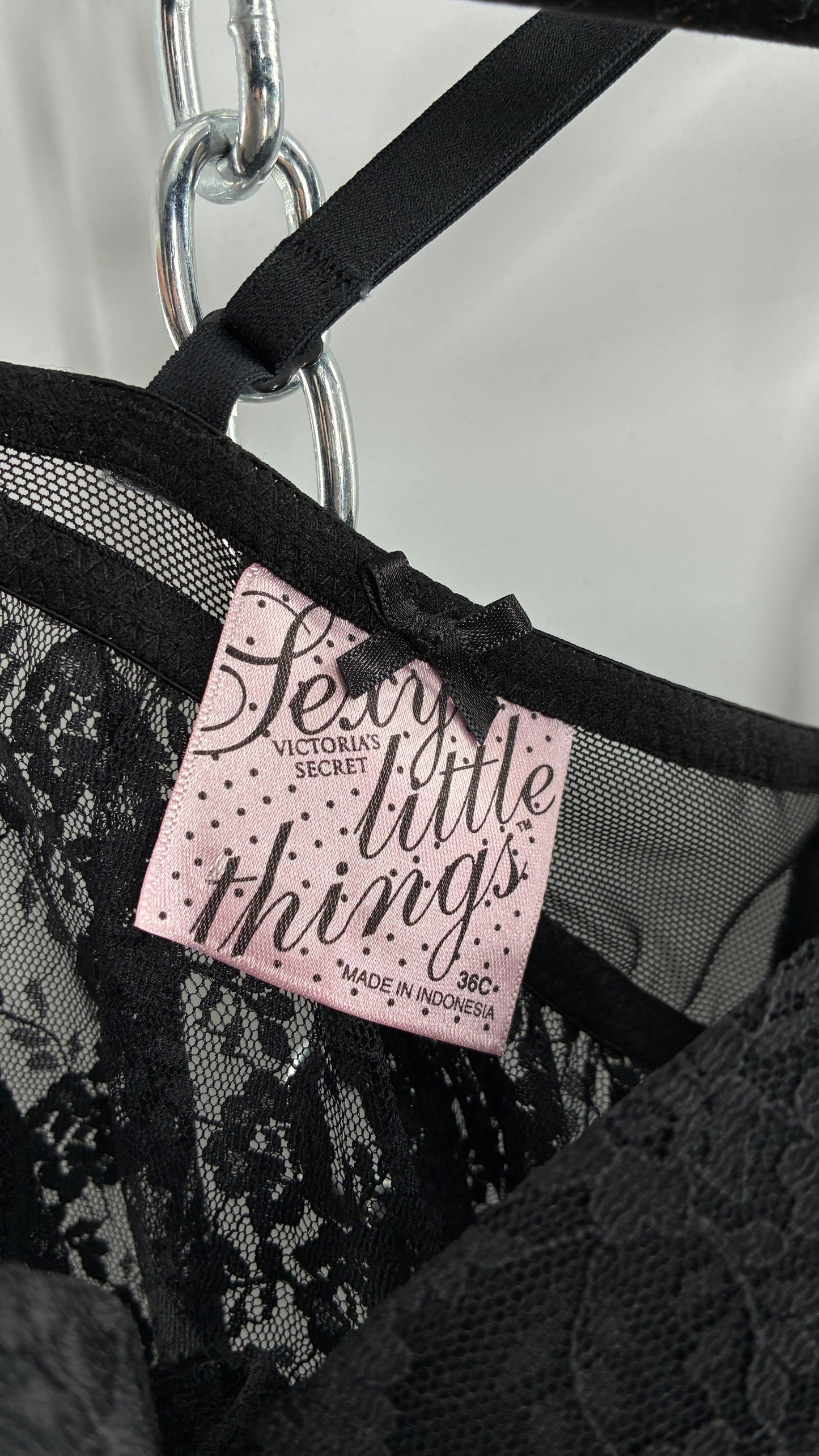 Vintage Victorias Secret Black Lace Babydoll Full Camisole (36C)