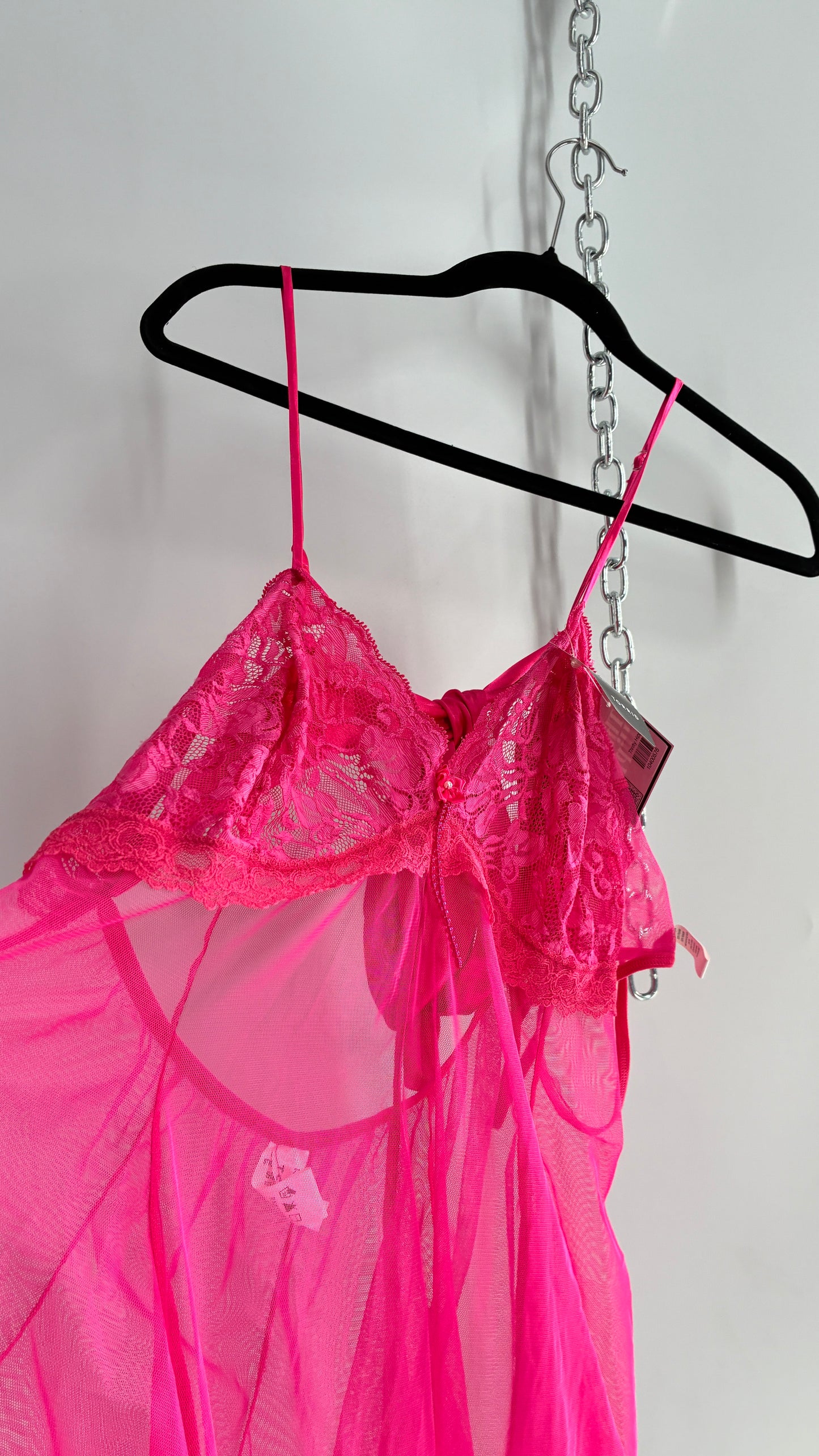 TORRID Hot Pink Handkerchief Hem Babydoll with Satin Bow Open Back (XL)