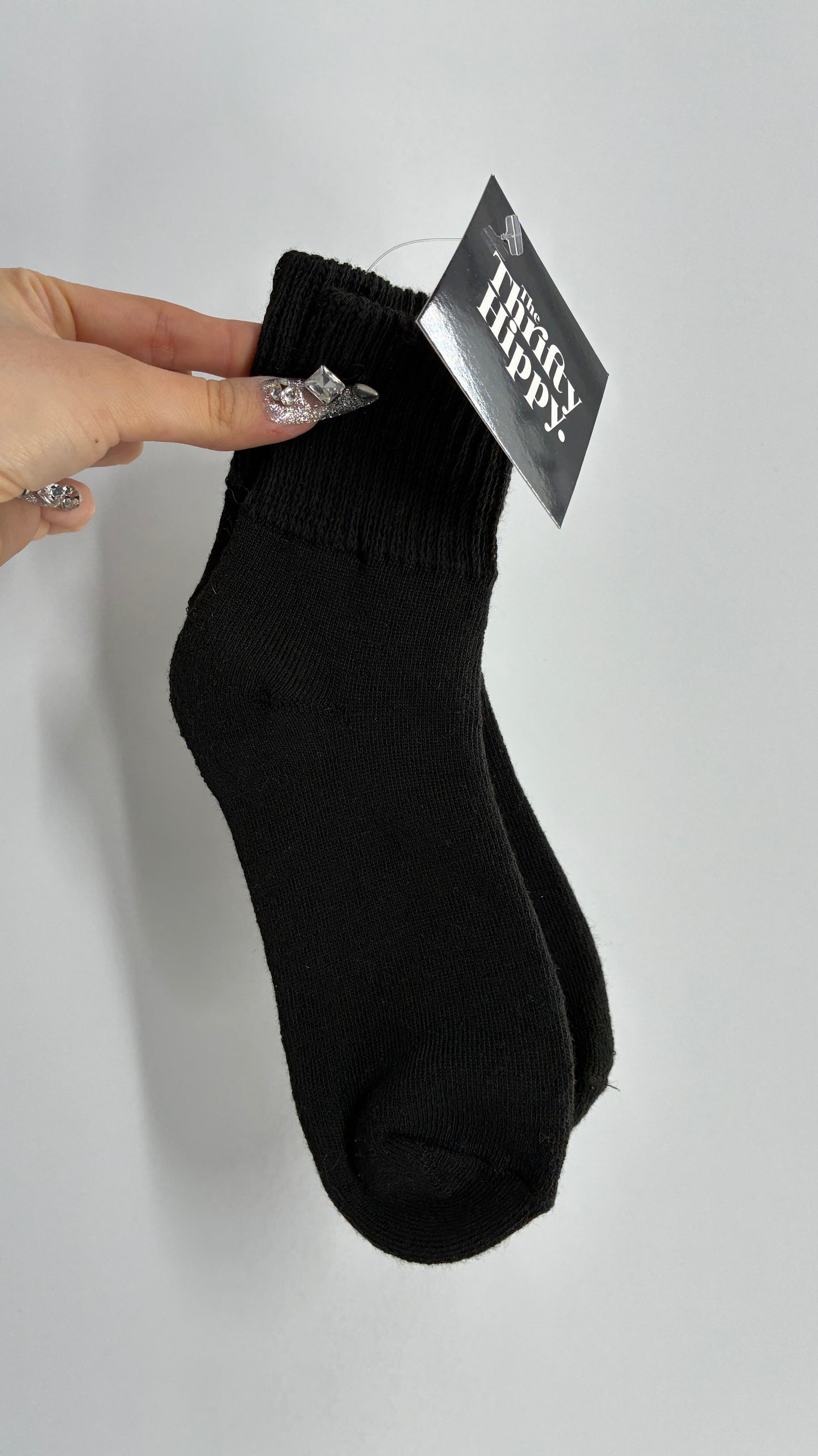 NWOT Black Knit Crew Sock