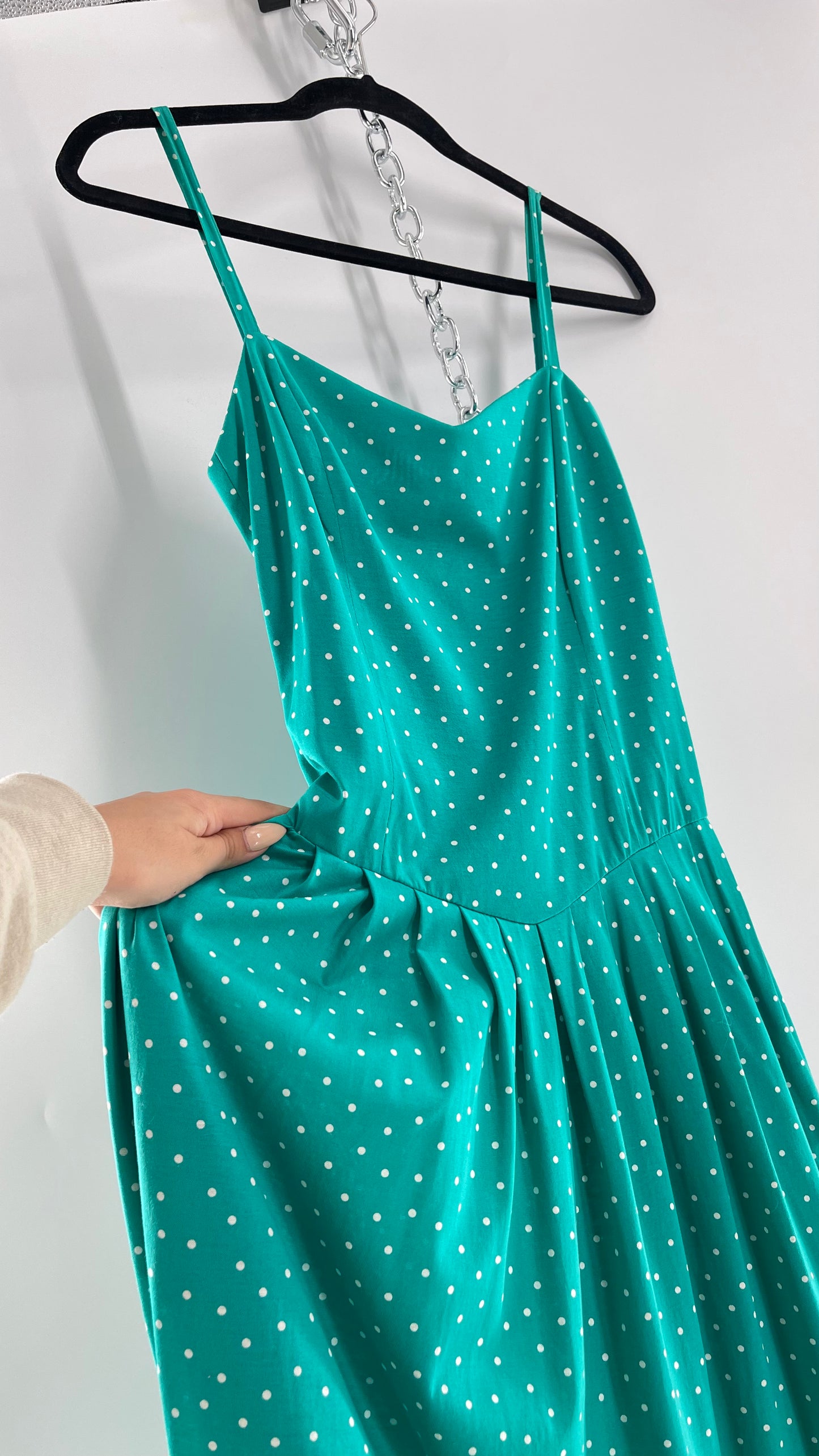 Vintage Laura Ashley Teal Polka Dot (8)