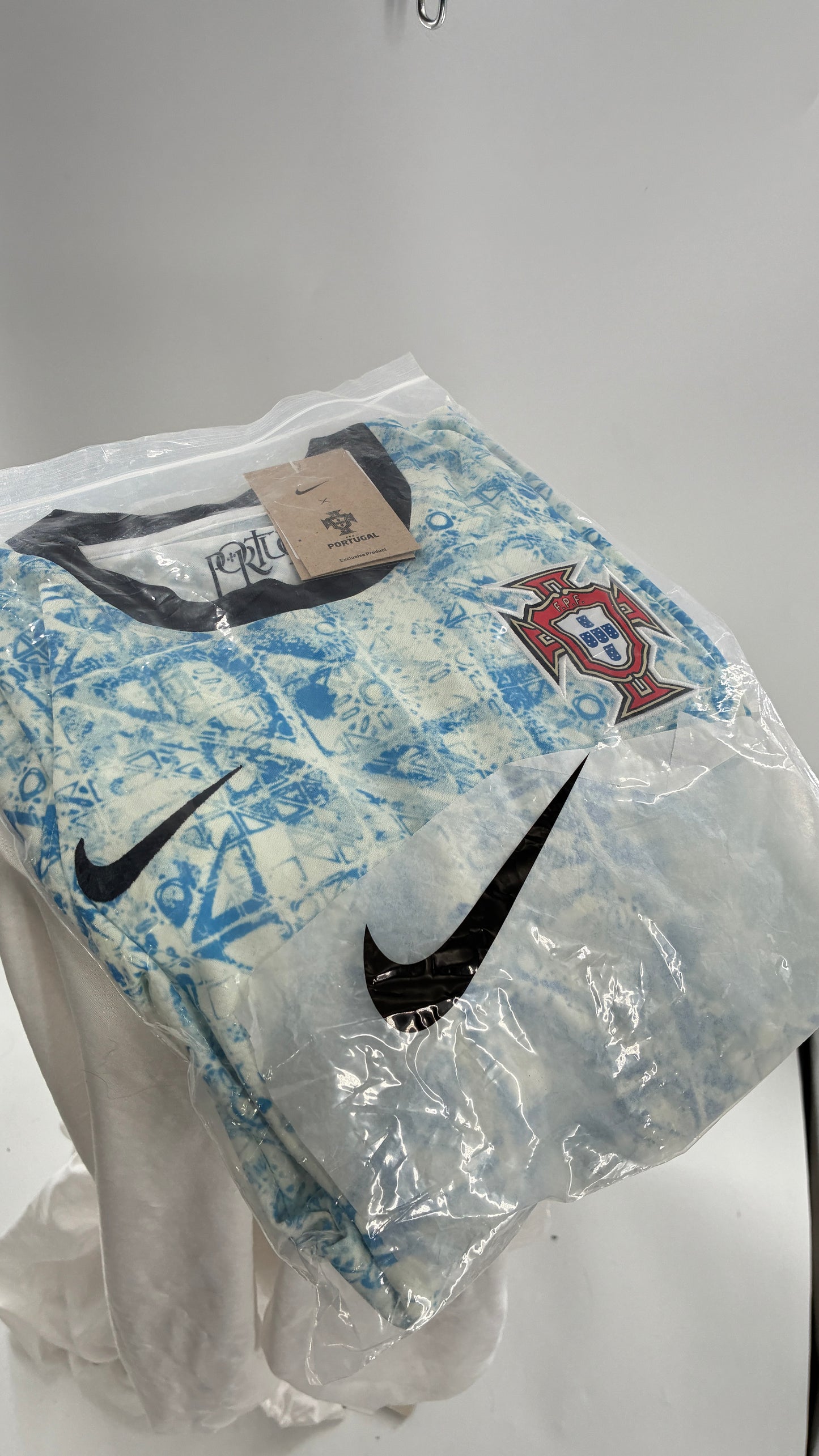 NIKE Portugal Dri-fit Soccer ADV Away Sail Blue Jersey with Tags Attached and Plastic Sleeve Bag (XL)