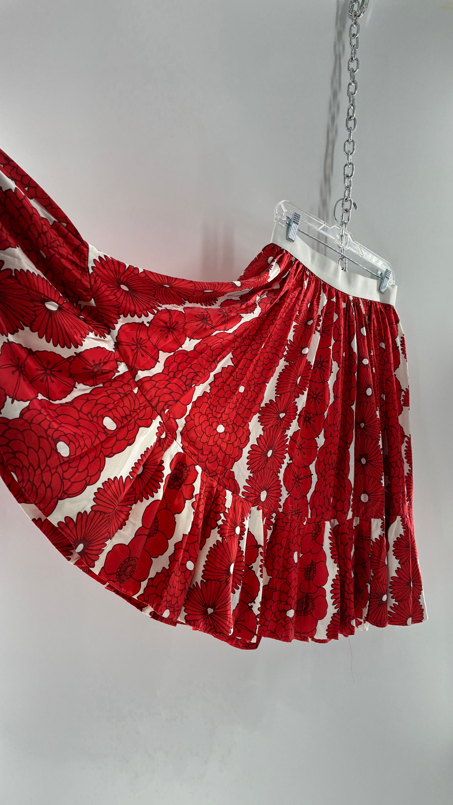 BALTIC BØRN Voluminous Red Floral Circle Skirt (XL)