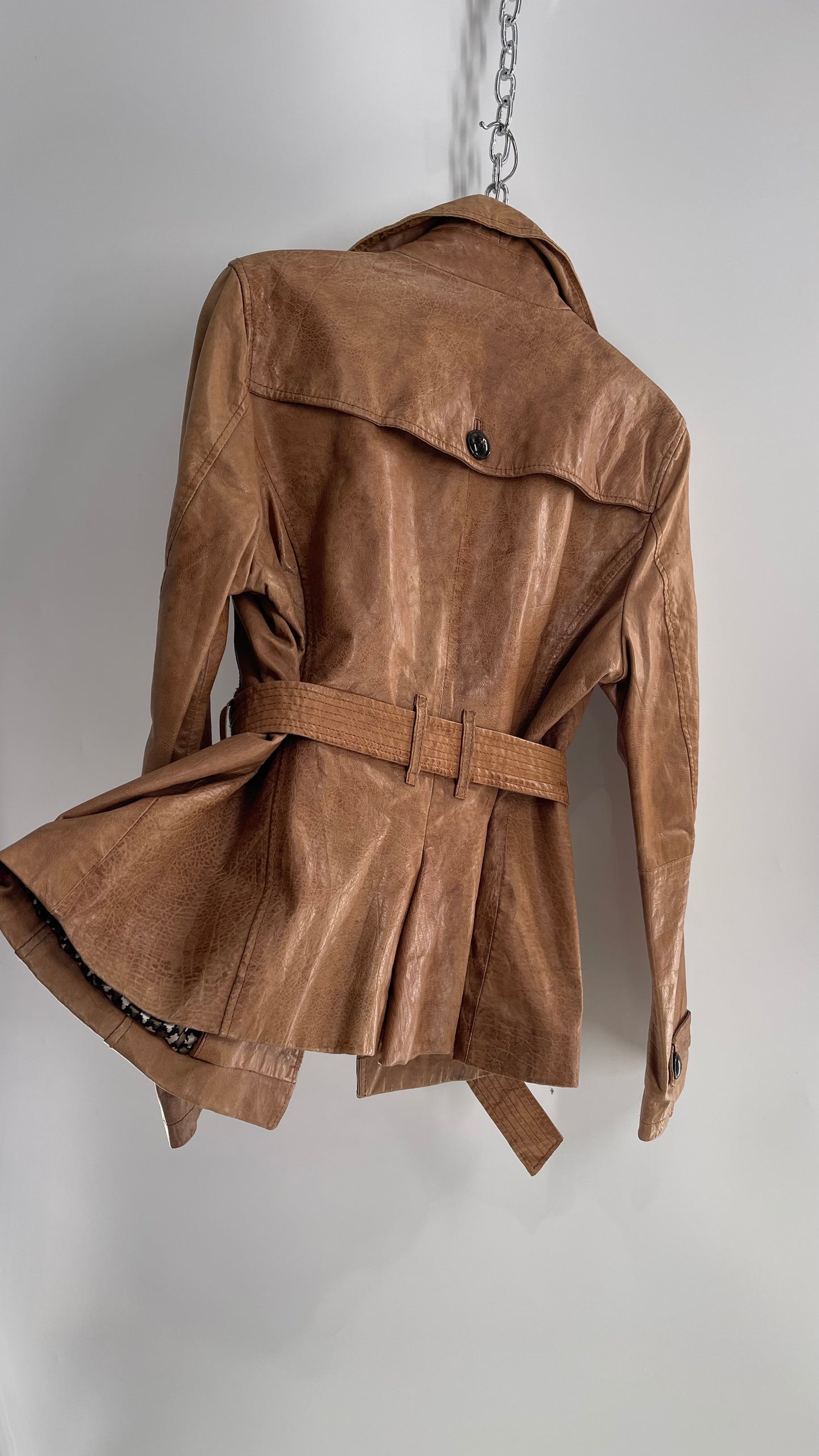 Vintage Black Rivet Leather Trench (XL)