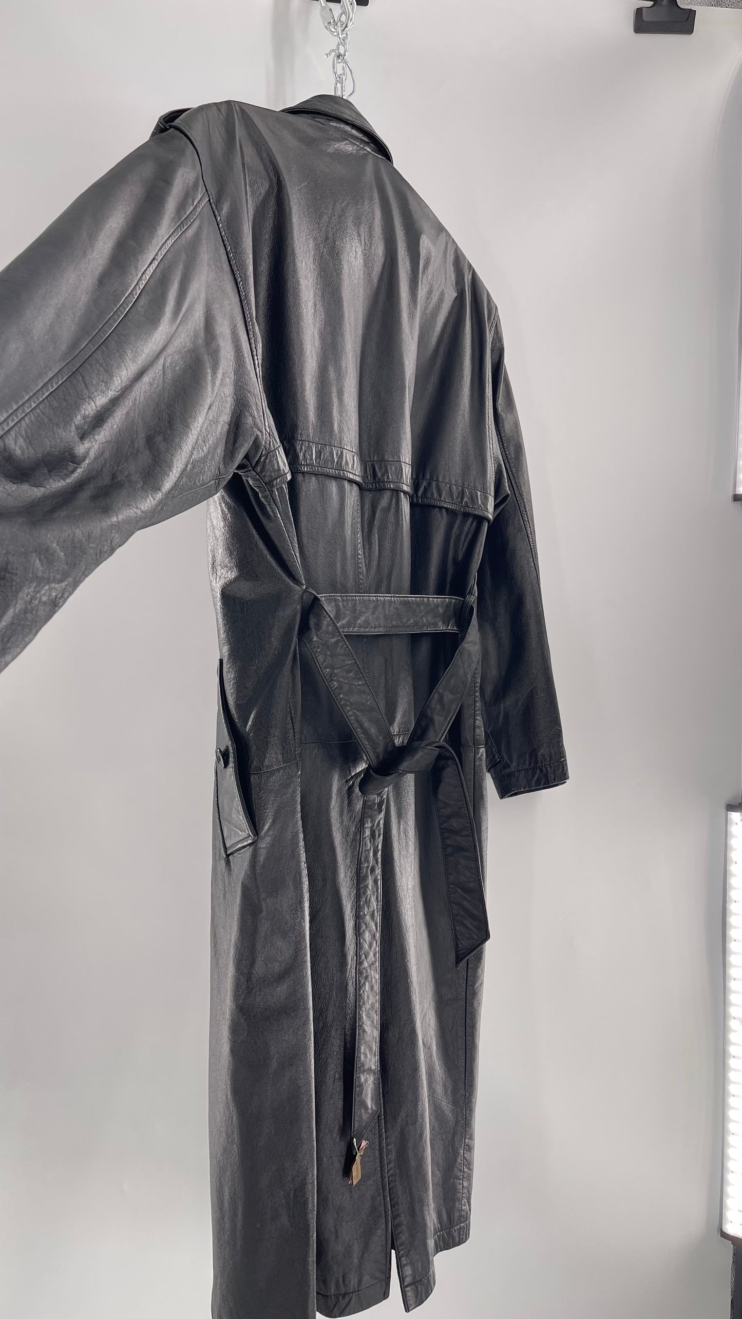 Georgetown Vintage Black Leather Trench Coat (Medium)