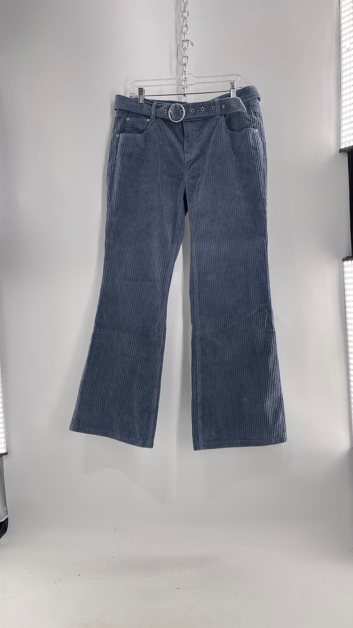 MILK IT Recycled Powder Blue Corduroy Low Waist Grommet Buckle Folk Jean with Tags Attached (16)