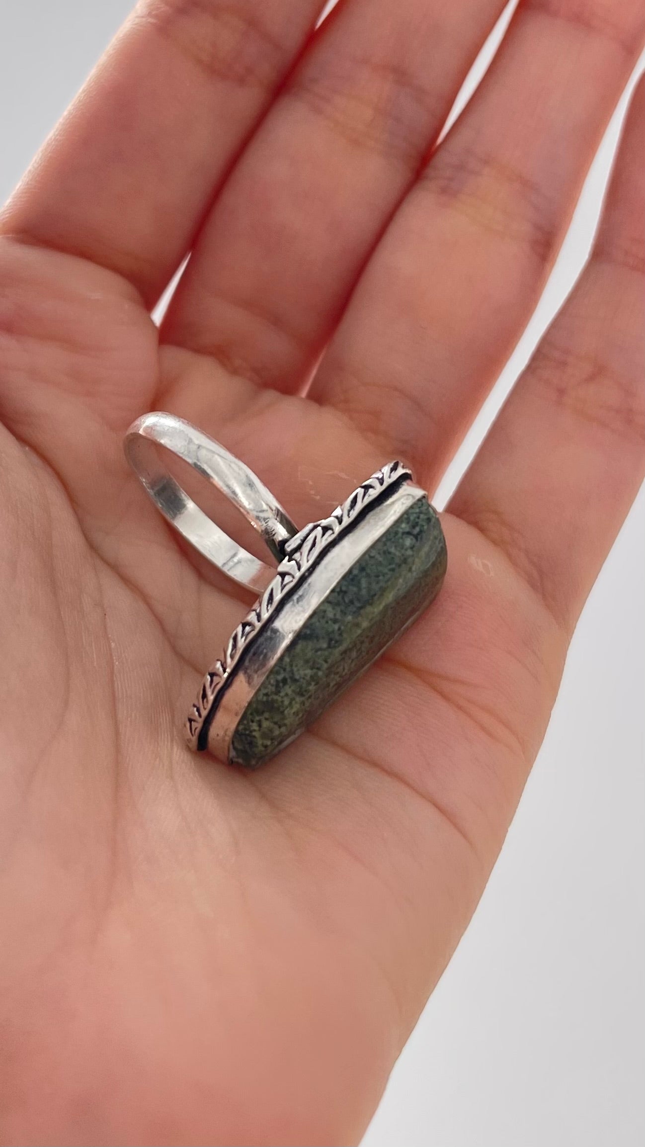Vintage Zebra Jasper Stone on 925 Sterling Silver Band/Ring