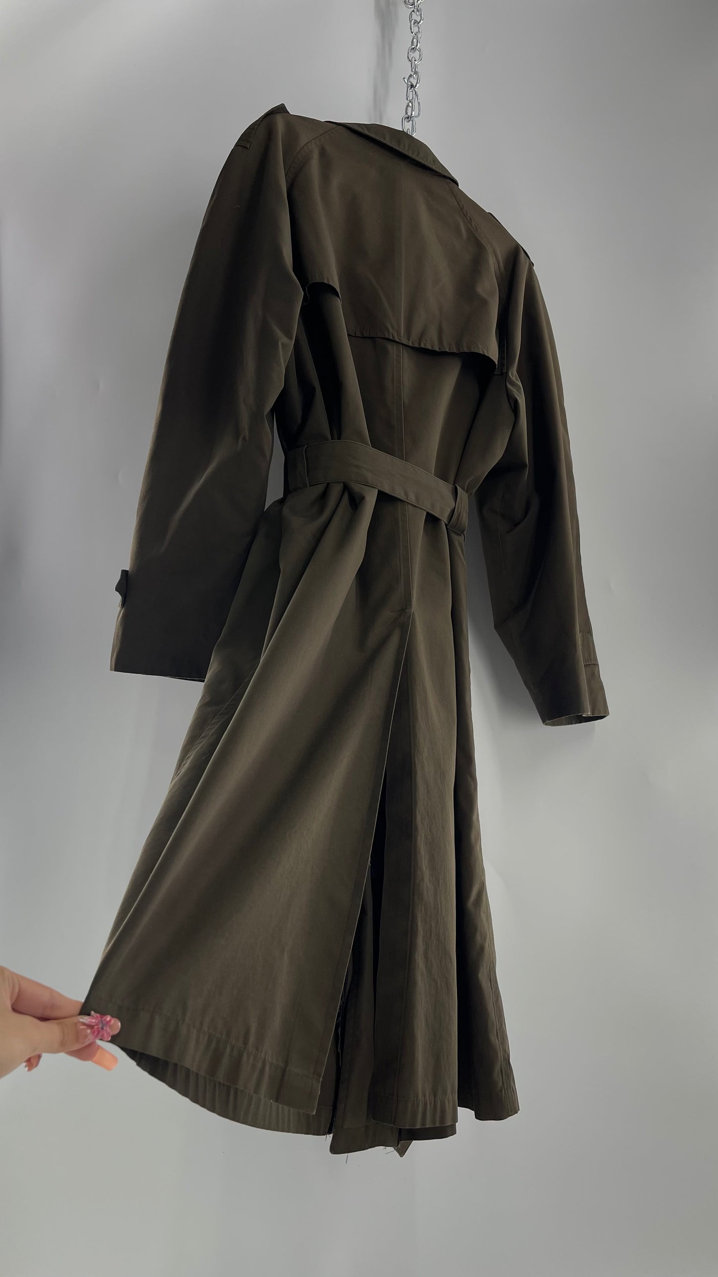 Vintage Christian Dior Olive Green Trench Coat (42L)