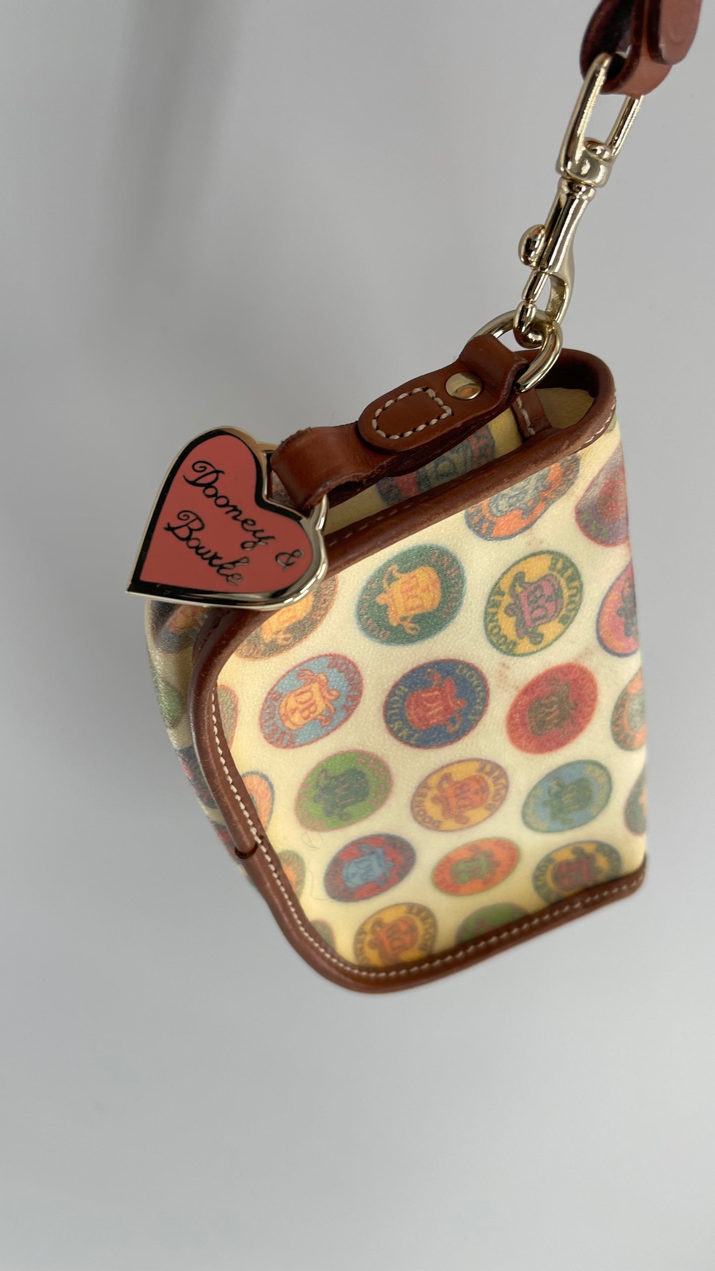 Vintage Dooney & Bourke Coin Purse/ Wristlet with Heart Shaped Charm