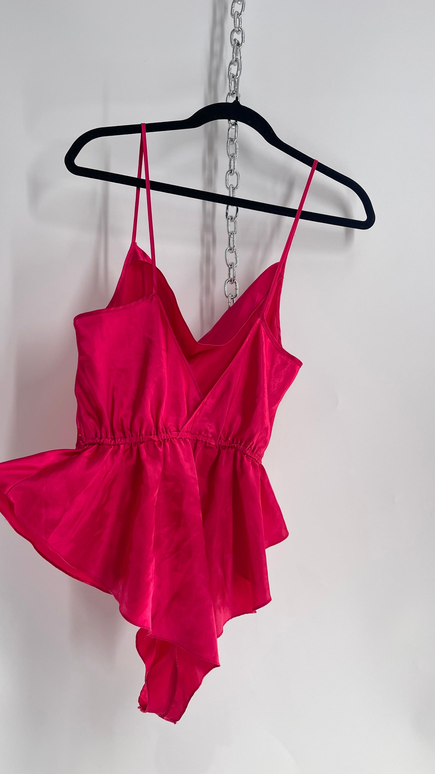 Vintage 1990s Bloomers Hot Pink Silky Bodysuit (Large)