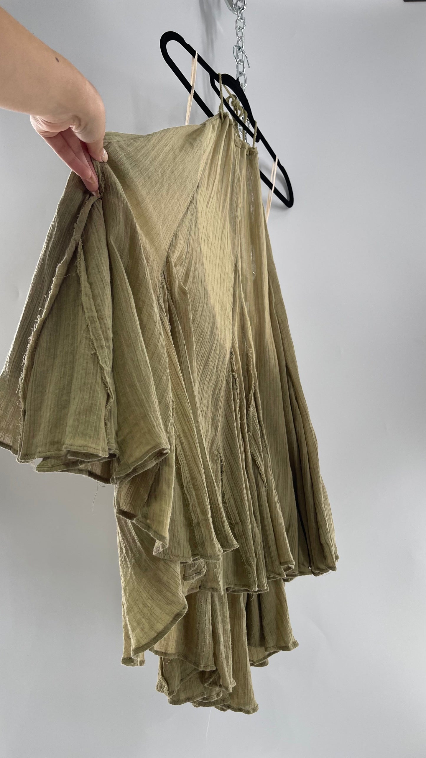 Free People Sage Halter Voluminous Cotton Dress with Open Back (Small)