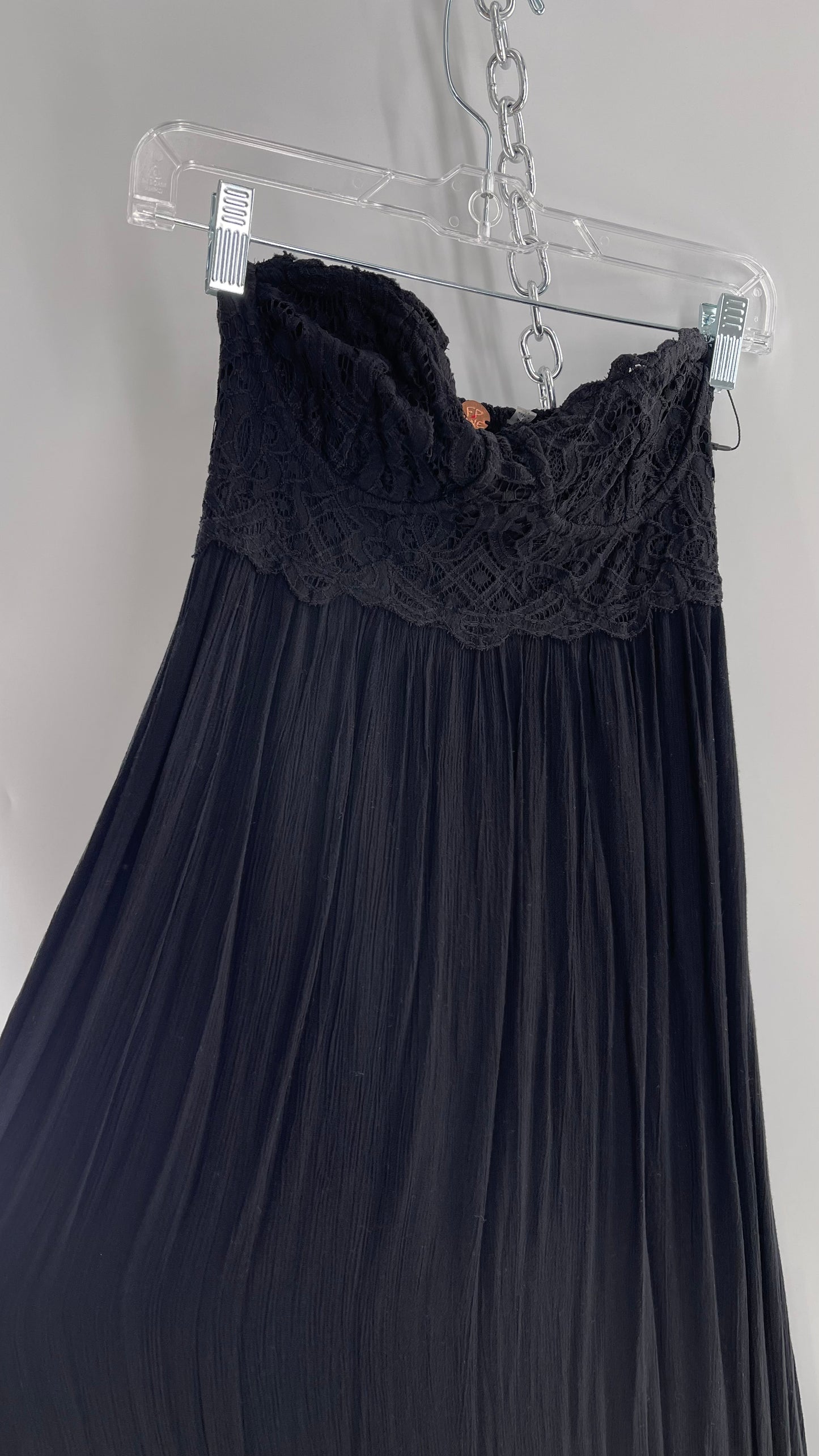 Free People Adella Black Full Length Maxi Dress (Small)