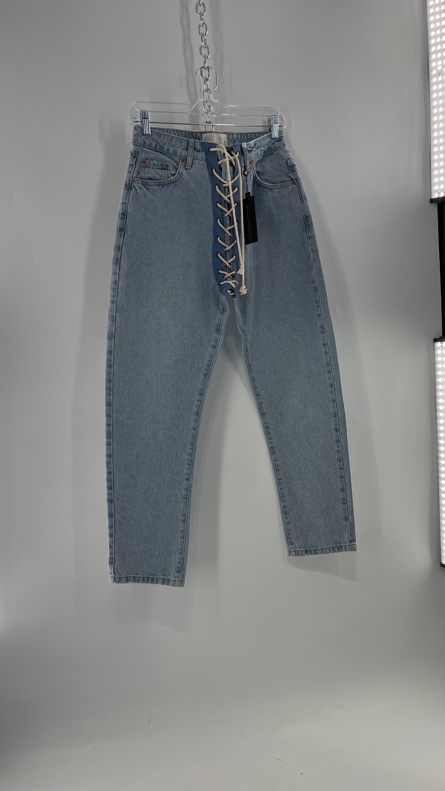 One Teaspoon Best Blue Lace Bandit Jeans Lace Up Detail on Front and Back (24)