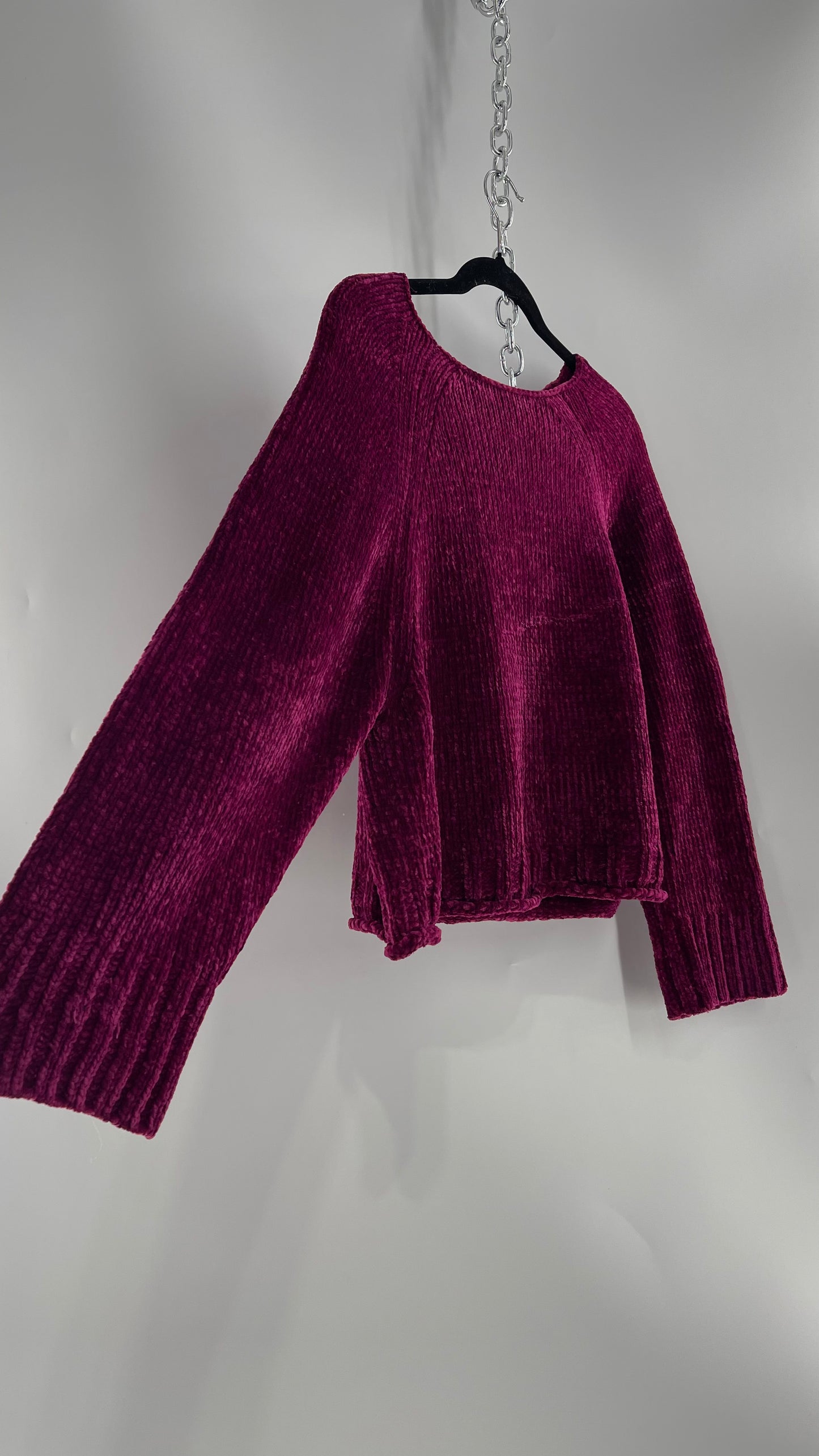 Anthropologie MOTH Fuchsia Purple Chenille Sweater (XS)