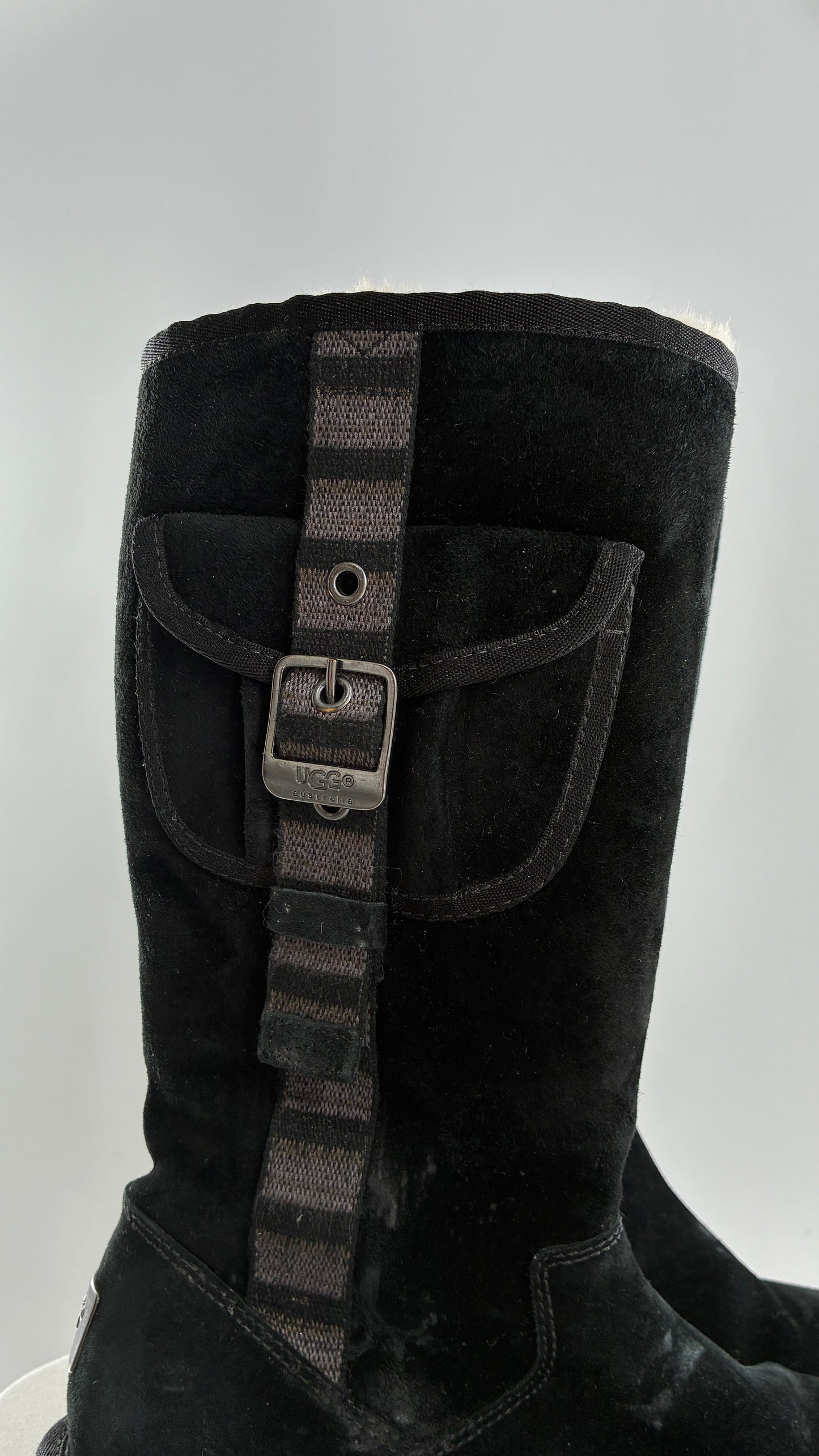UGG Australia Black Suede Tall Cargo Boot (6)