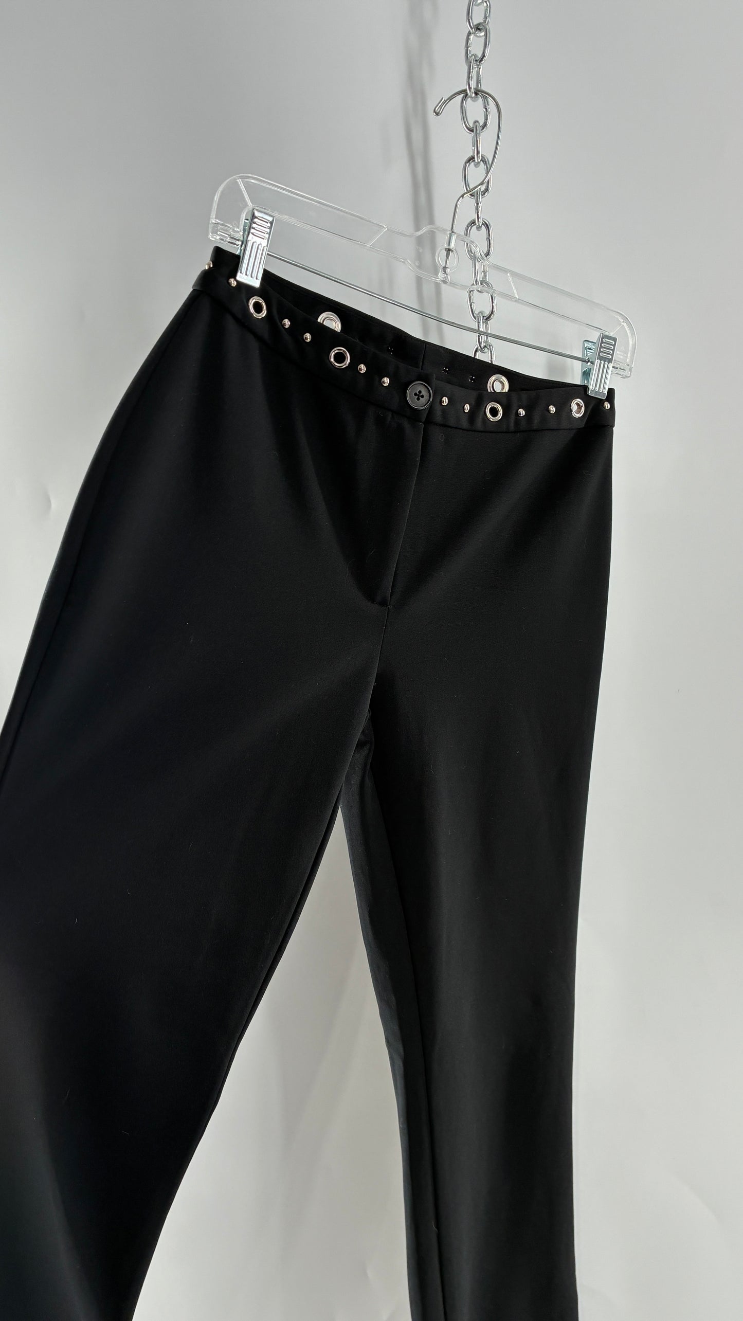 Vintage 1990s JOE BENBASSET Black Kickflares with Studded, Grommet Waistline (5)