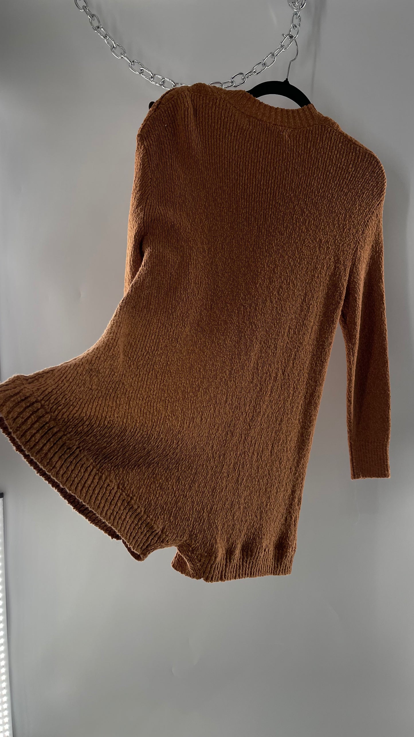 Free People Mustard/Tan Knit Button Shoulder Romper/Playsuit/Jumpsuit (XS)