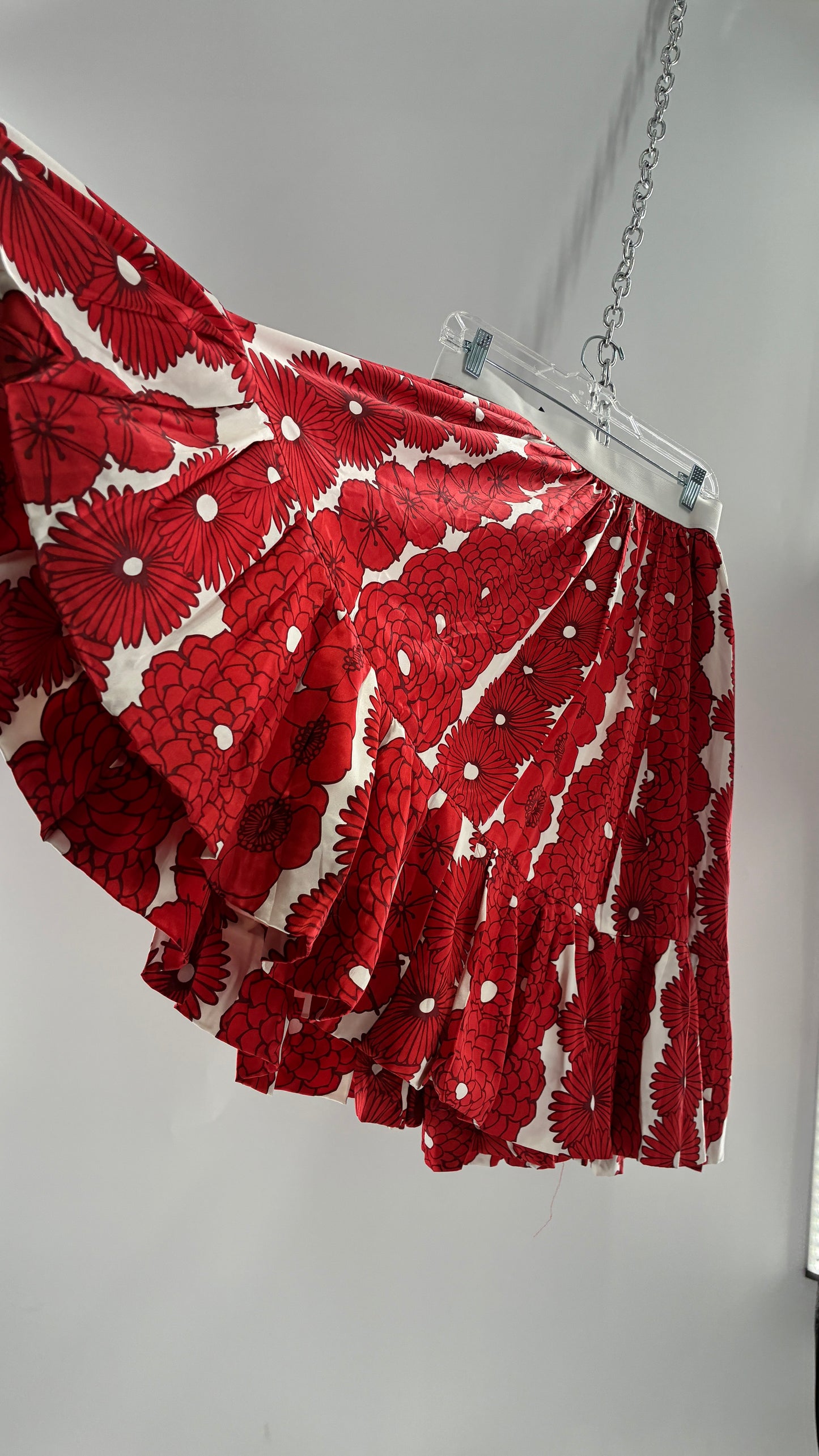 BALTIC BØRN Voluminous Red Floral Circle Skirt (XL)