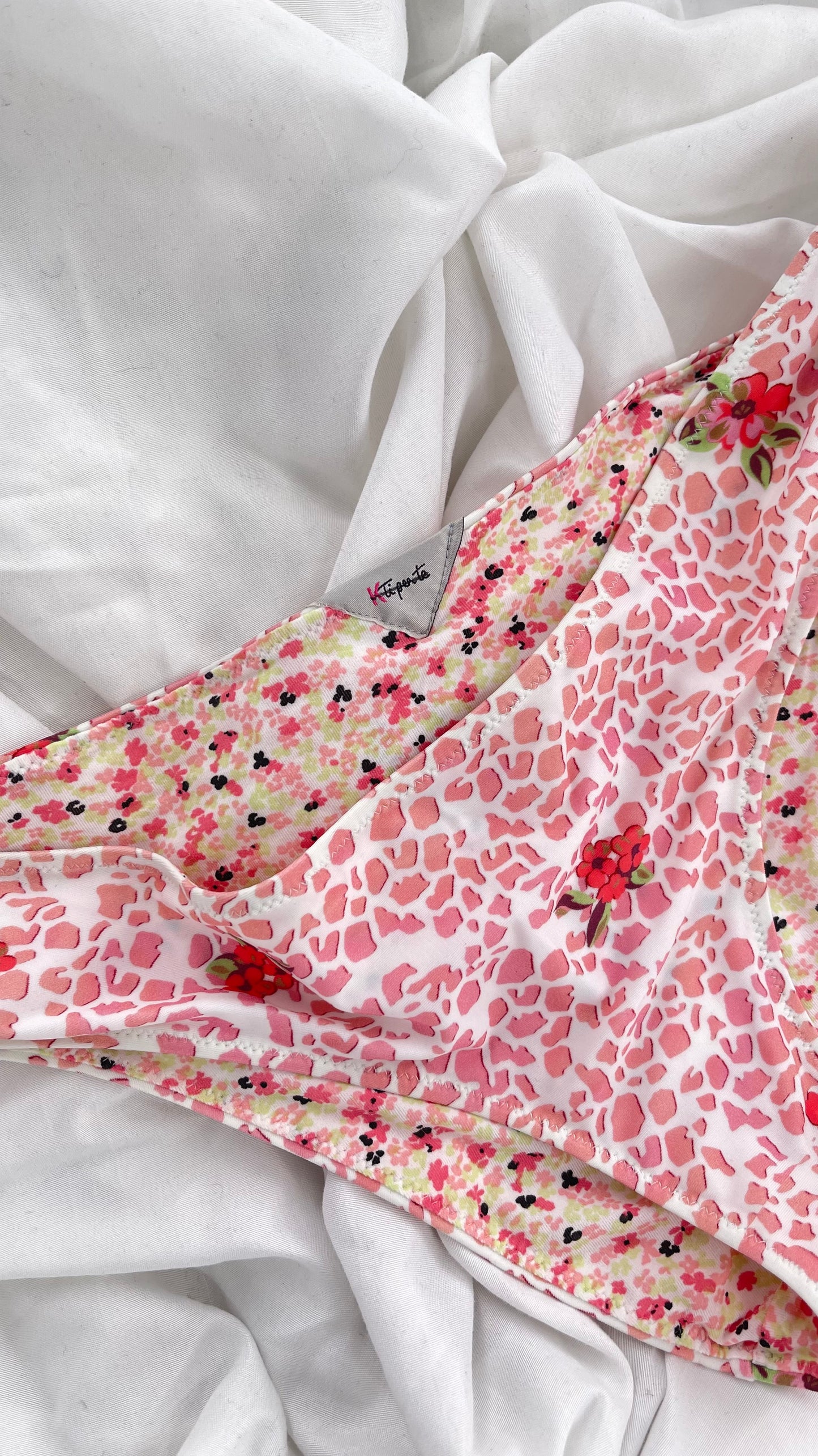 K ti per te Reversible Pink Floral Animal Print Swim Bottoms (Large)