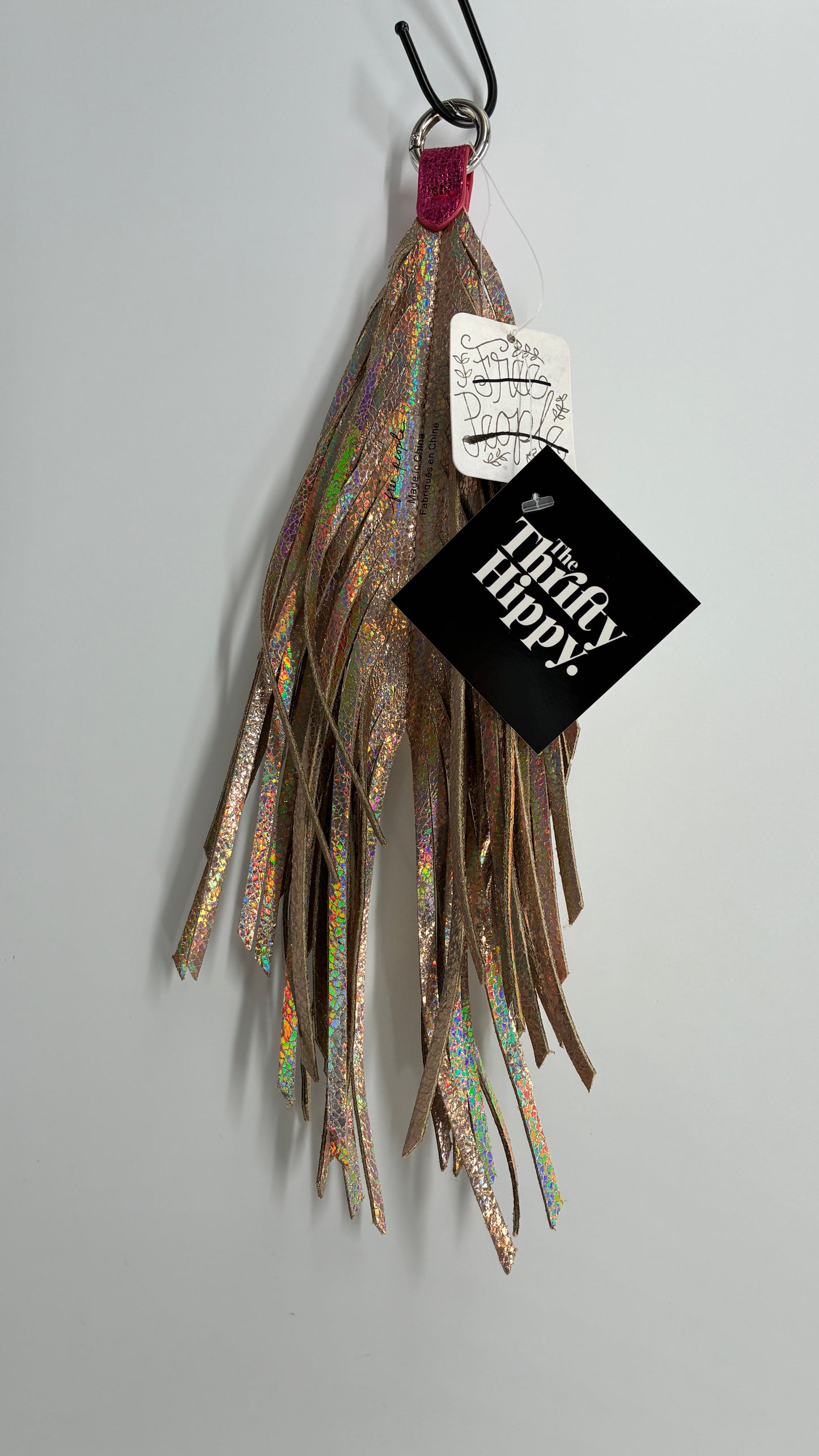 Free People Iridescent Feather Keychain with Tags Attached
