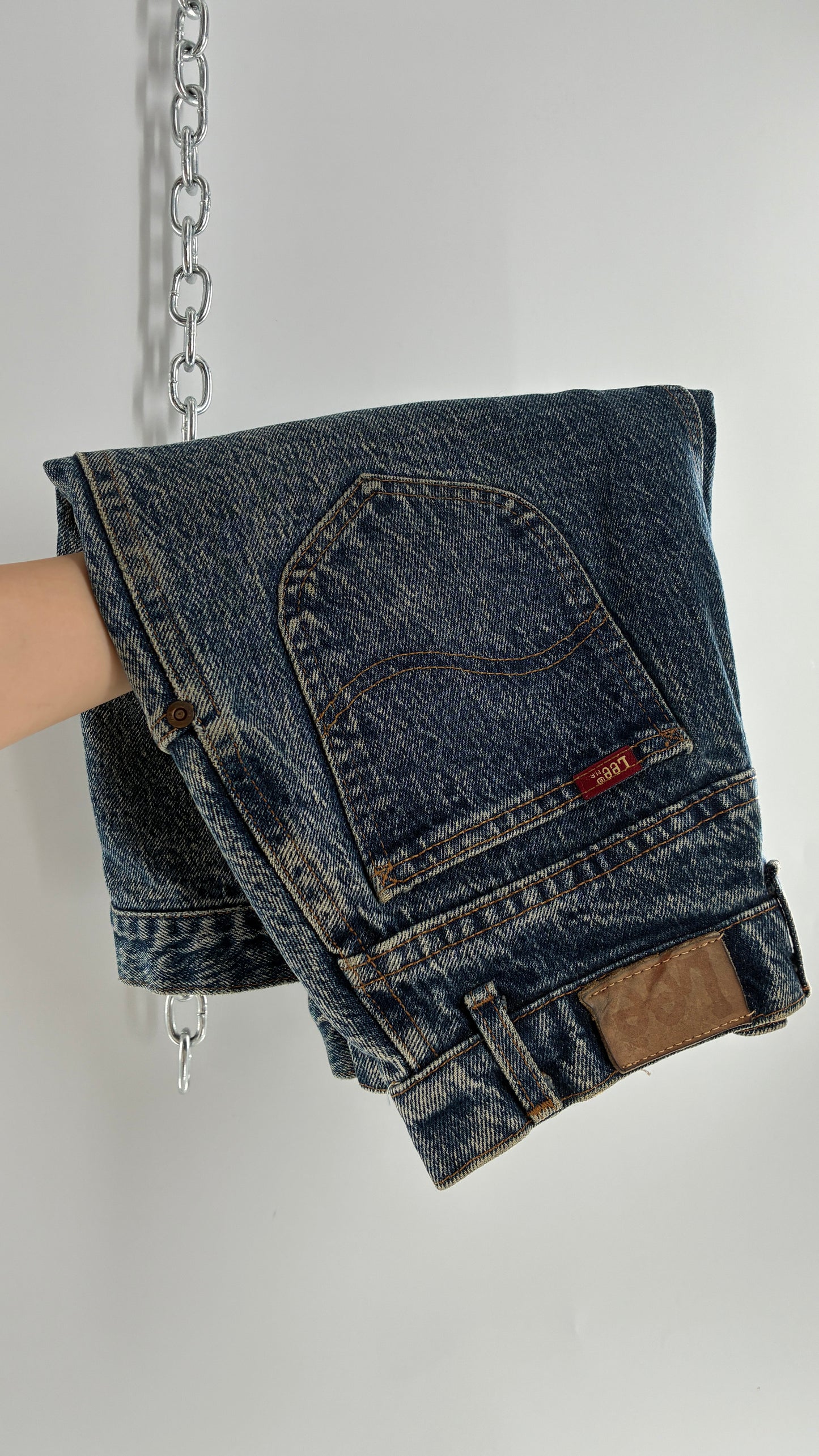 Vintage Lee Acid Washed Denim Medium Wash Skirt (Measured)