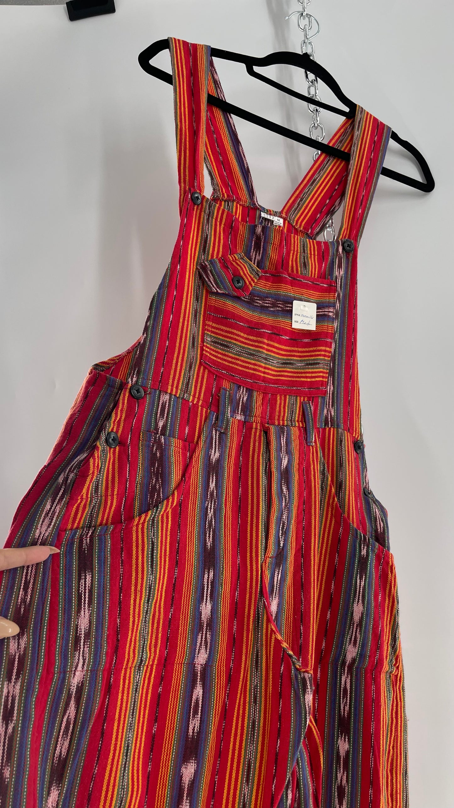 Vintage Red Baja 1970s Guatemalan Overalls (Medium)