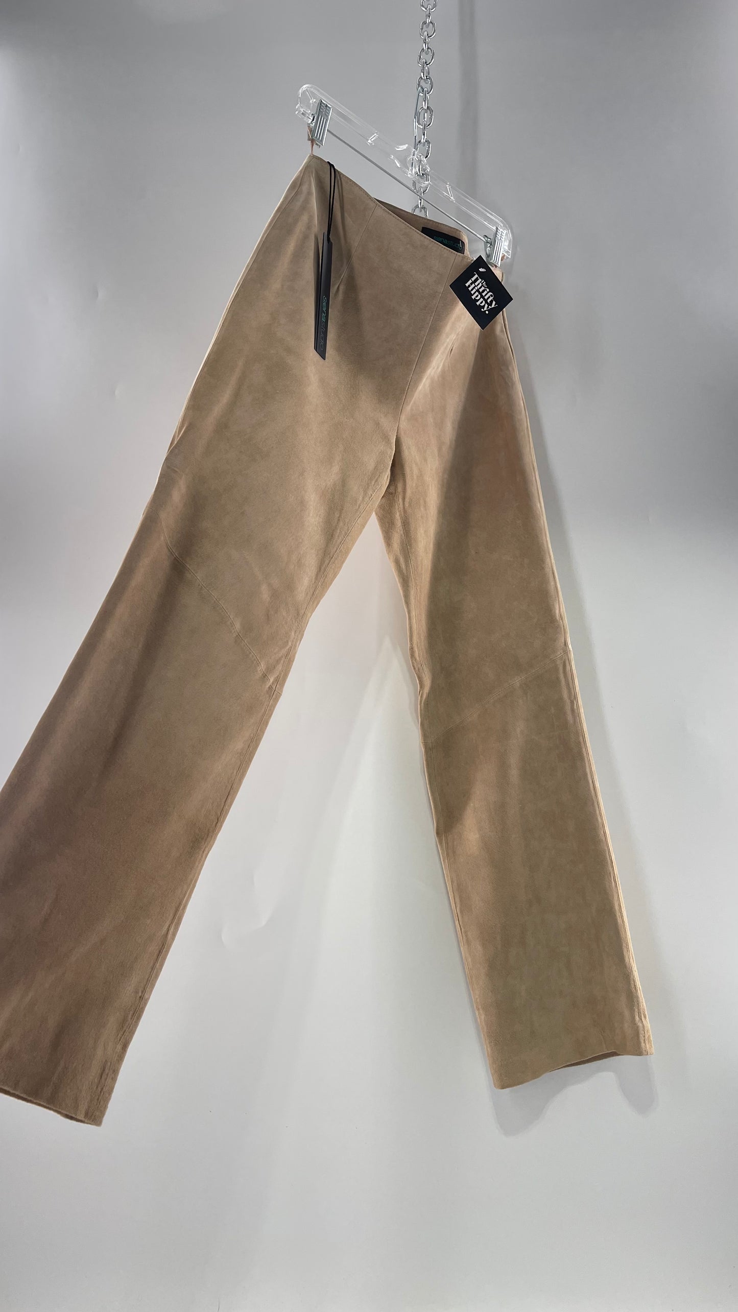 Deadstock Vintage Slouchy SienaStudio Oatmeal Tan Suede Pants (8)