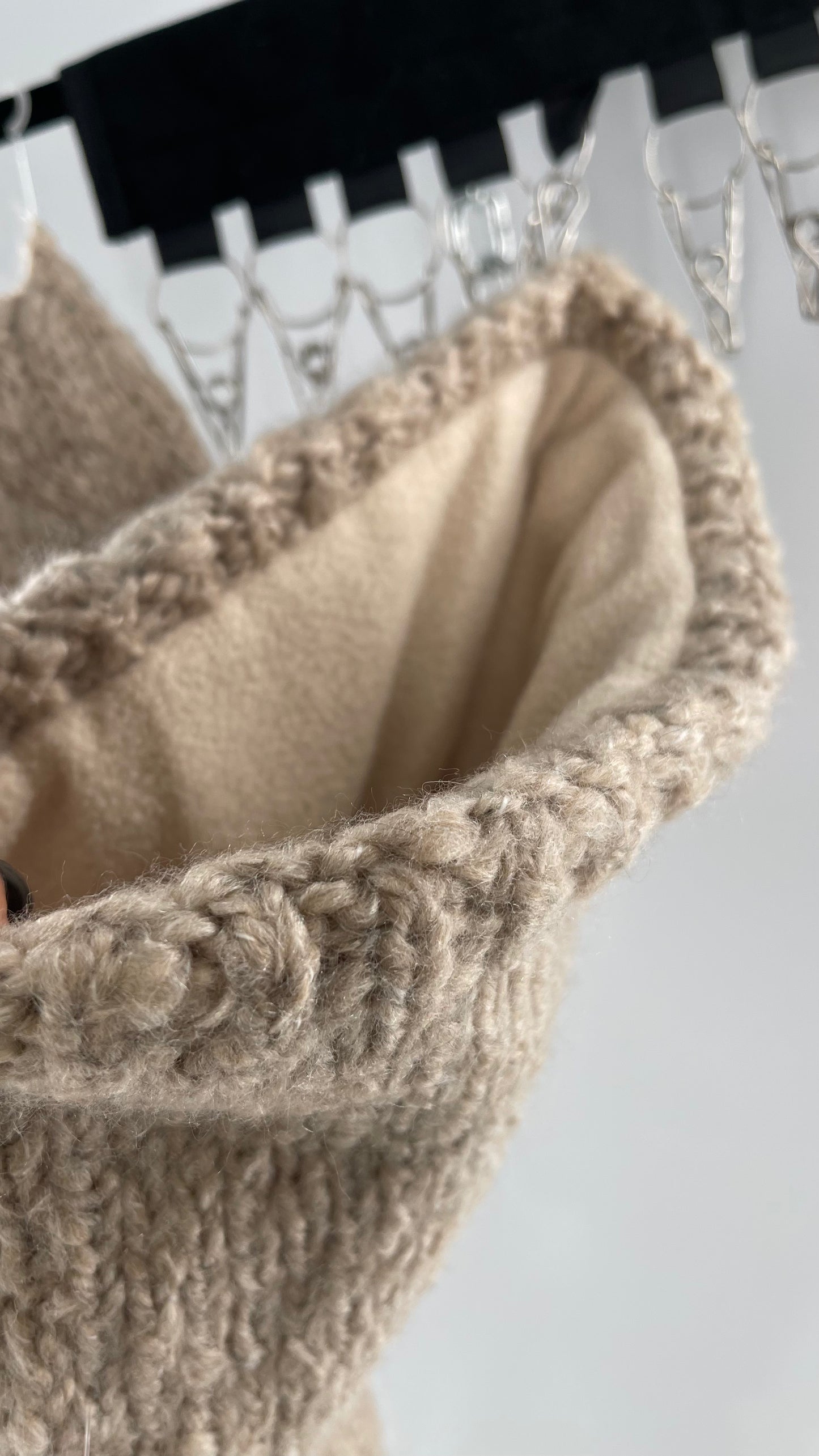 Free People Beige/Tan Knit Gloves, Hat and Scarf Set