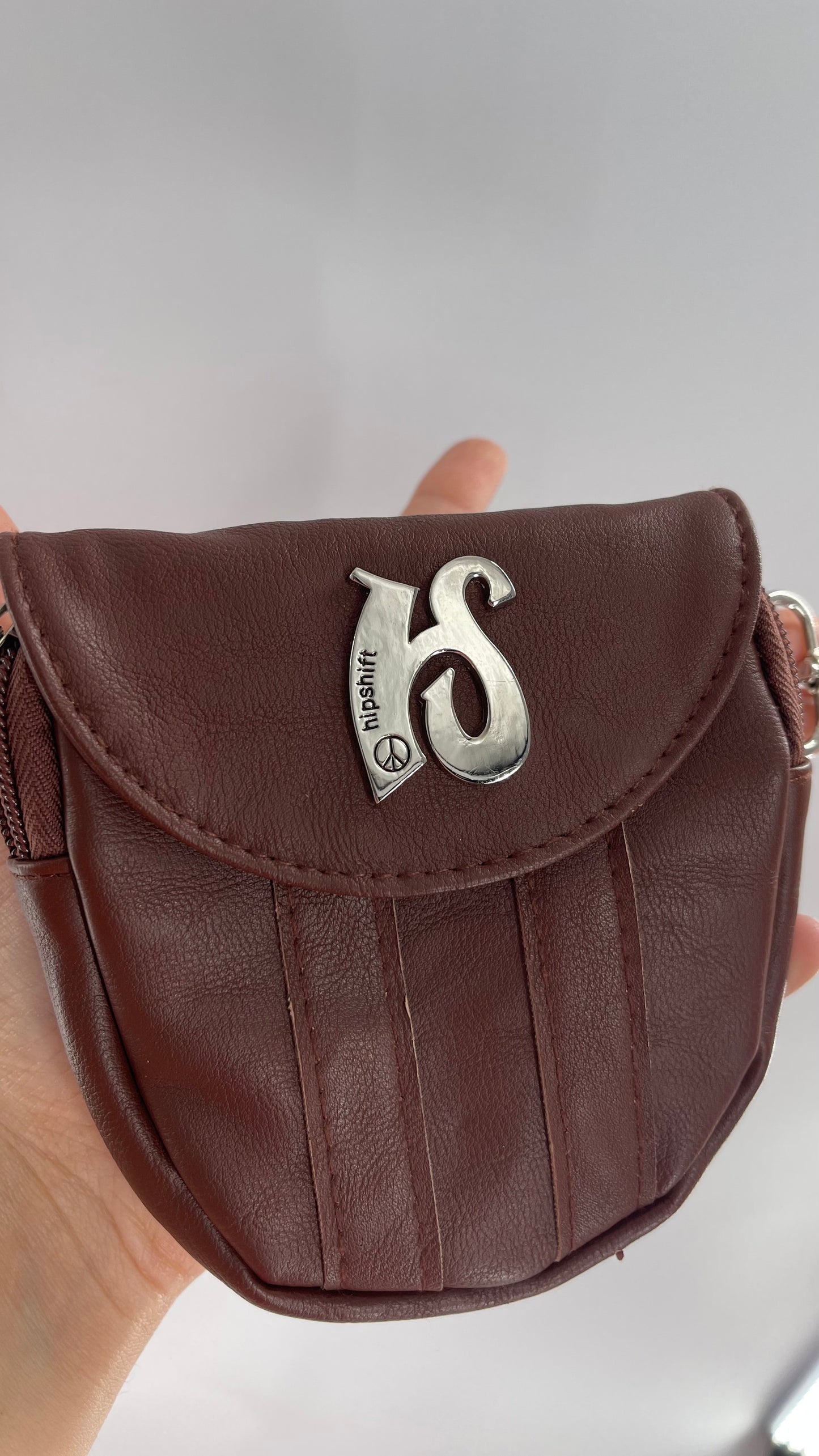 HIPSHIFT Brown Vegan Leather Hip Pouch Fastens to Belt\Belt Loops