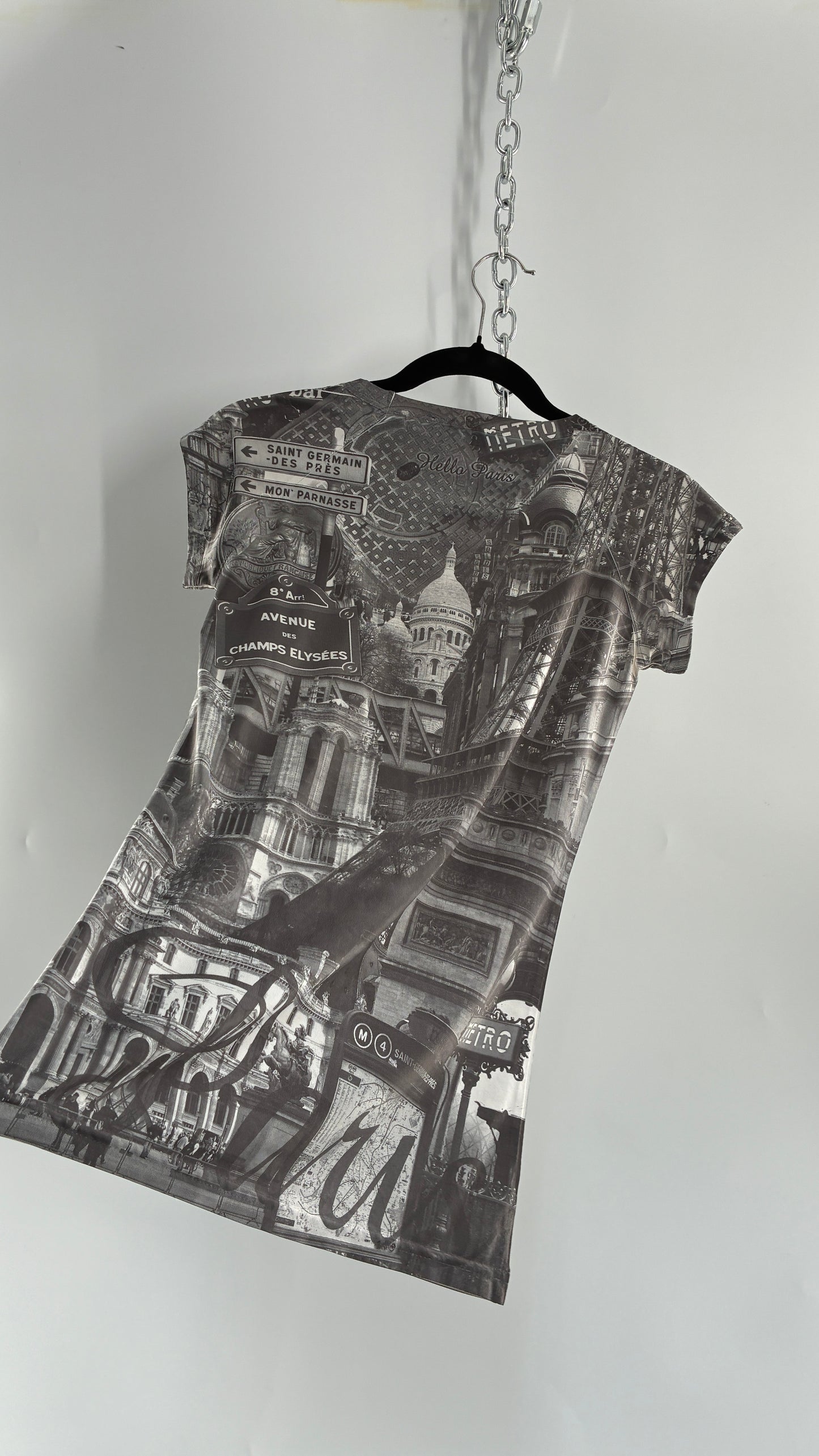 Vintage HELLO PARIS Screen Print T Shirt (S/M)