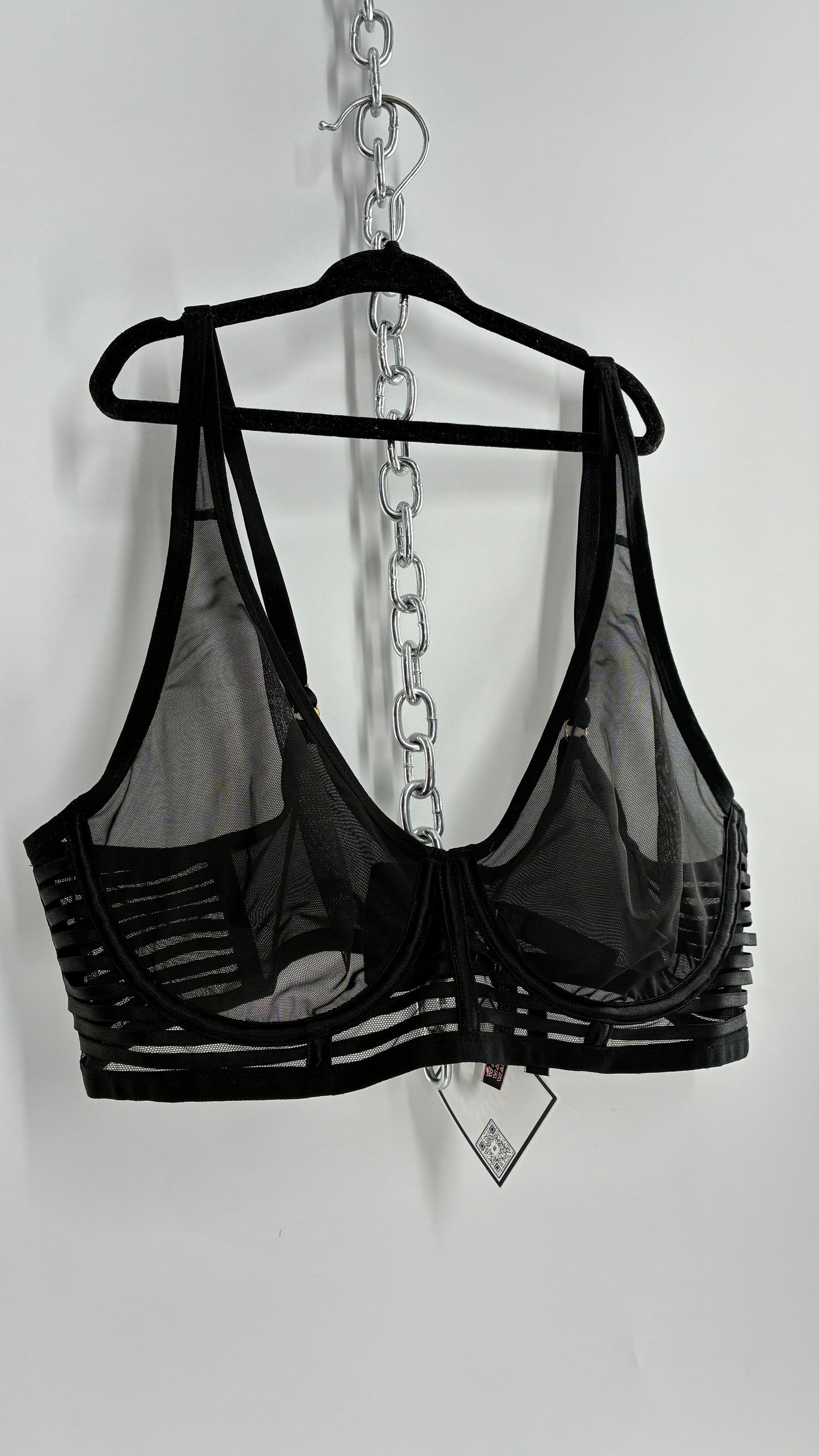 Vintage Victoria’s Secret Underwire Black Mesh Bandage Bra (38C)