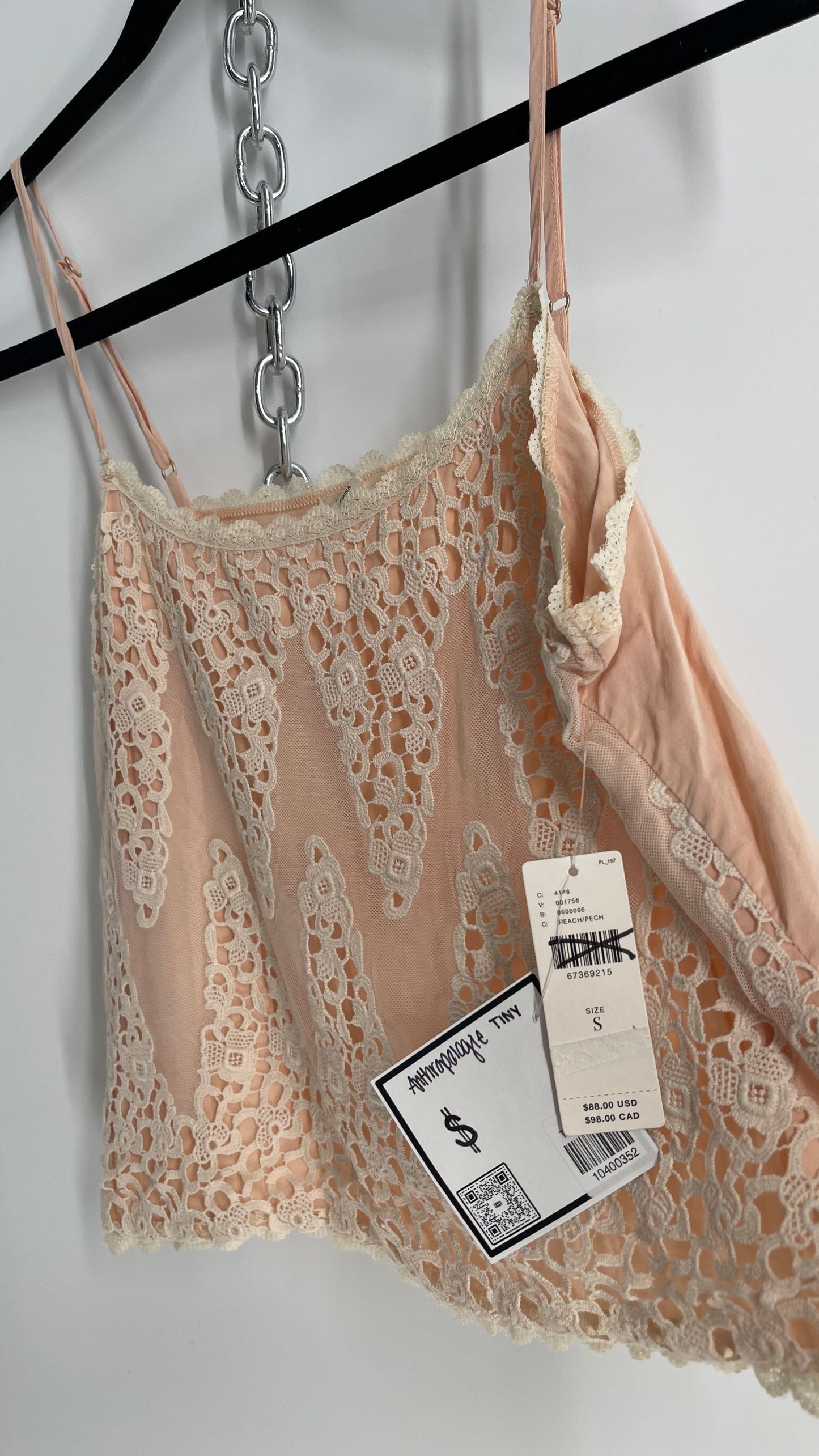 Anthropologie TINY Light Pink Camisole with Lace Detailing and Tags Attached (Small)