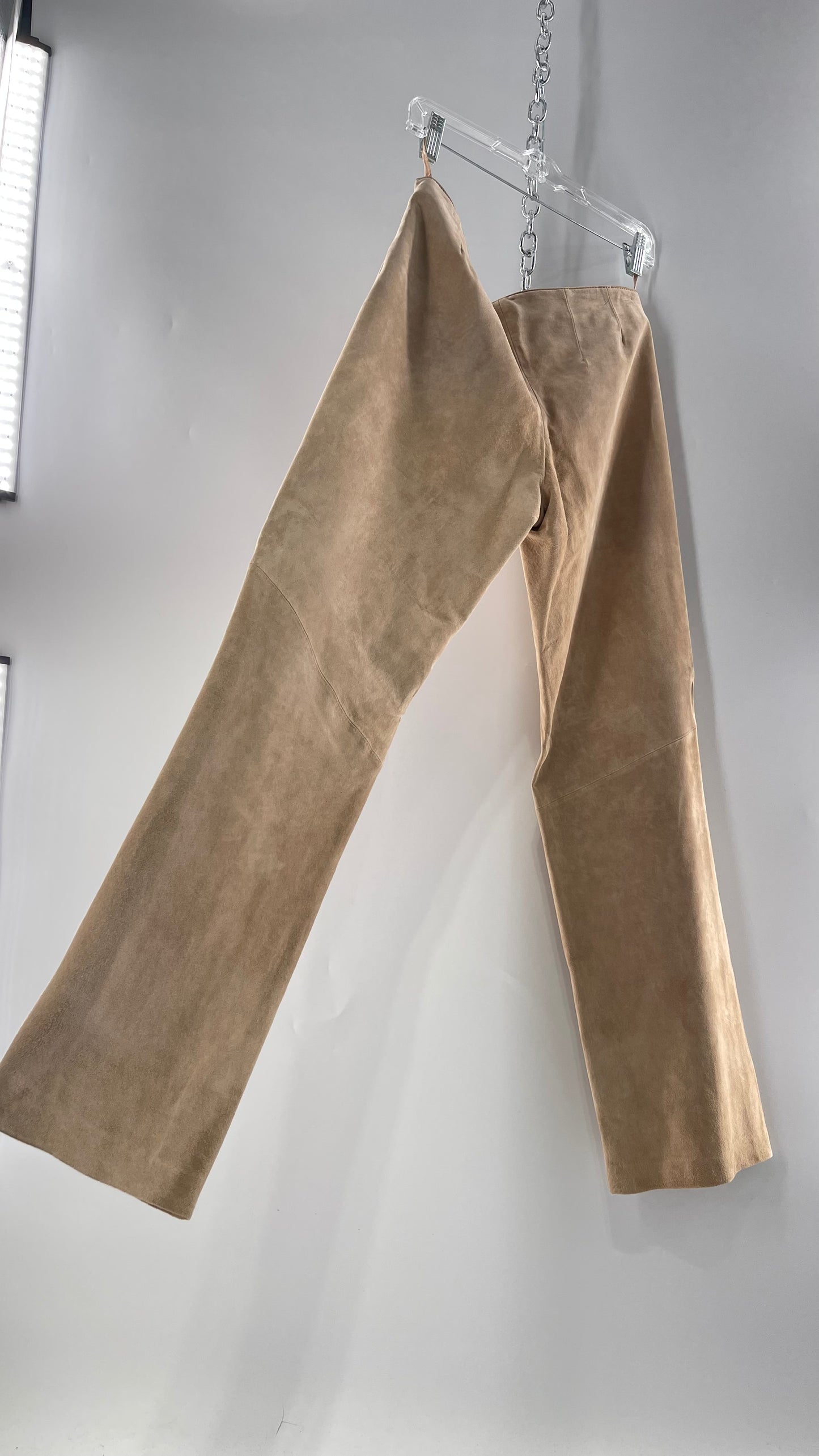 Deadstock Vintage Slouchy SienaStudio Oatmeal Tan Suede Pants (8)