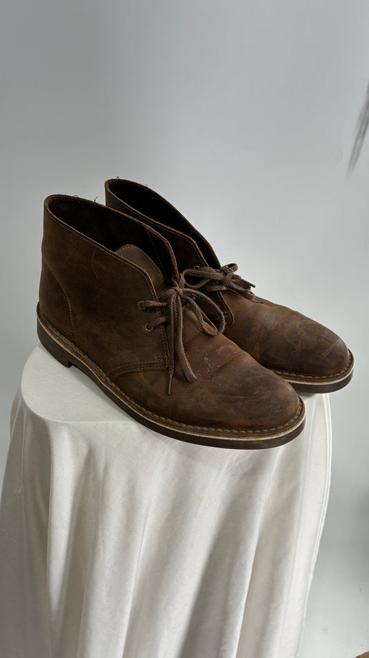 CLARKS Brown Leather Men’s Bushacre Chukka Boots (10.5)