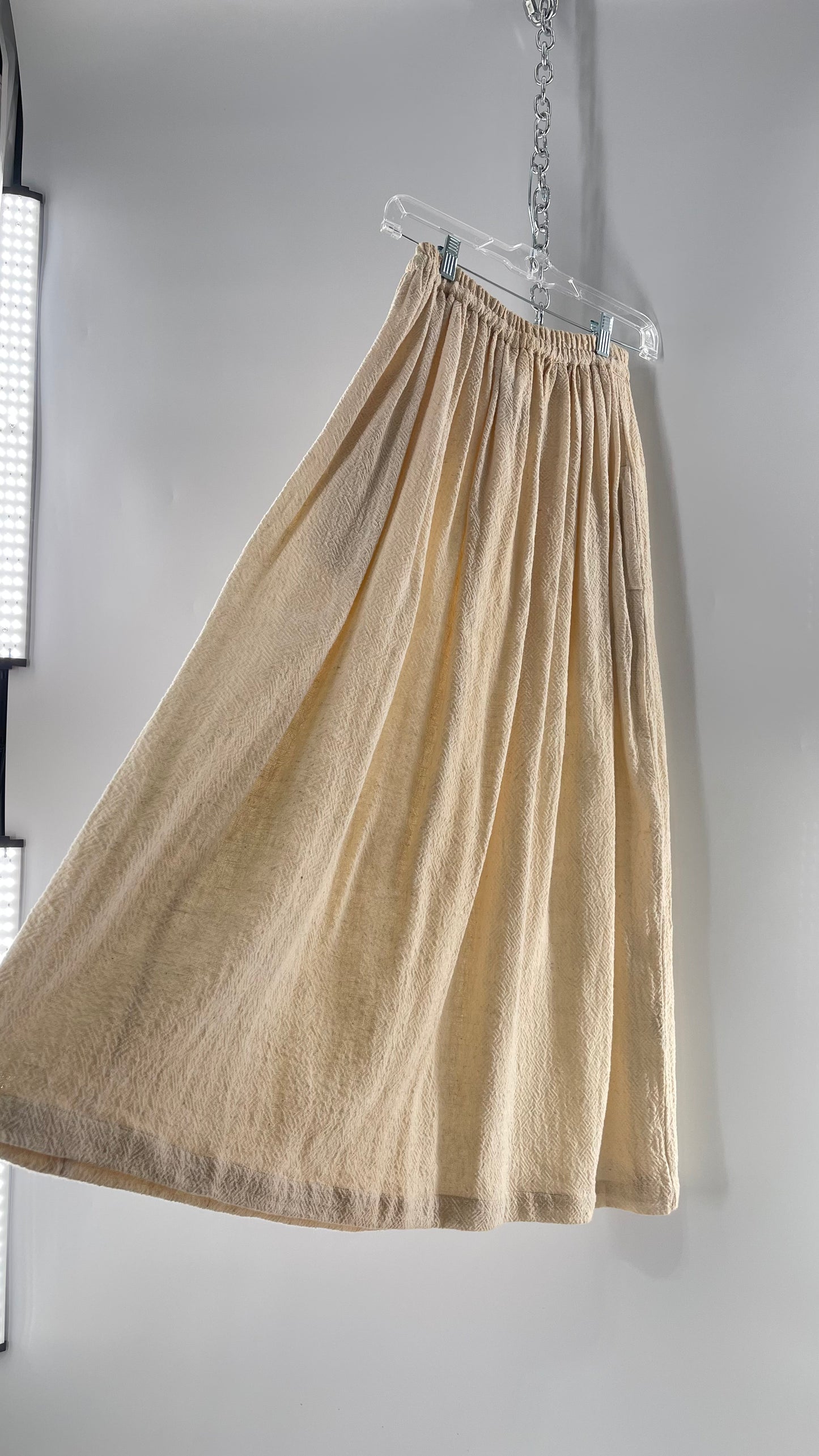 Vintage 1970s SANGAM Imports 100% Cotton White Maxi Skirt Made in India (Medium)