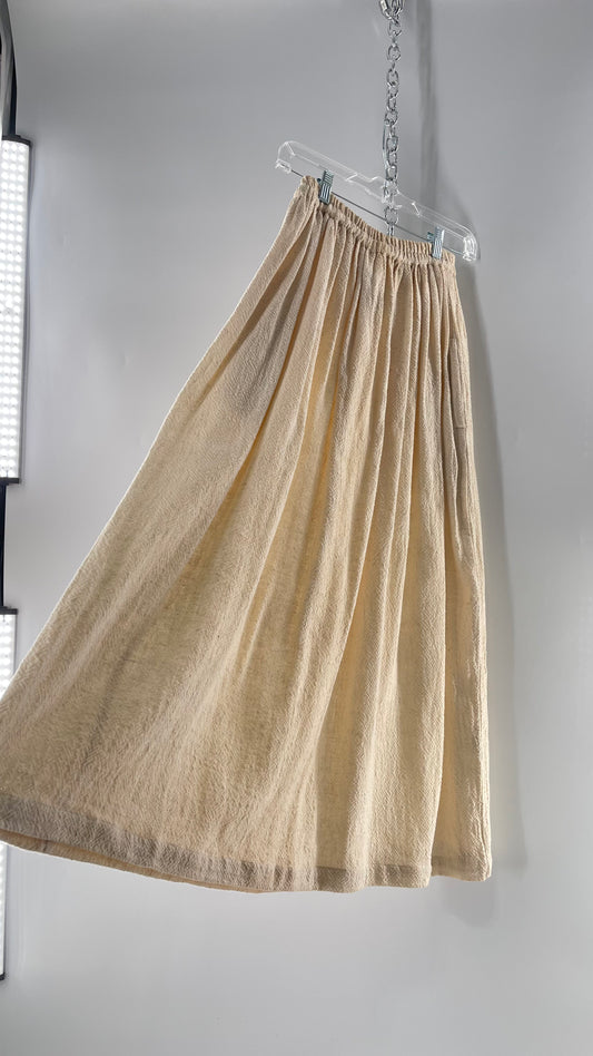 Vintage 1970s SANGAM Imports 100% Cotton White Maxi Skirt Made in India (Medium)