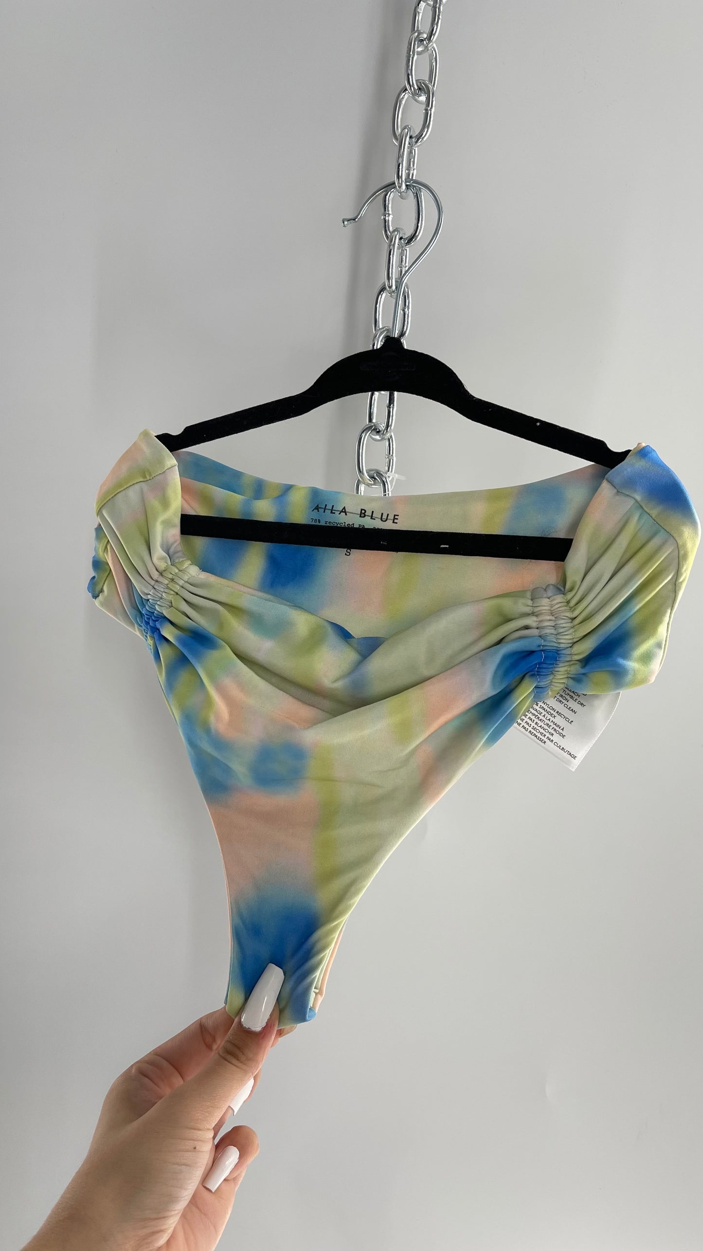 AILA BLUE Pastel Tie Dye Cheeky Swim Bottoms (Small)