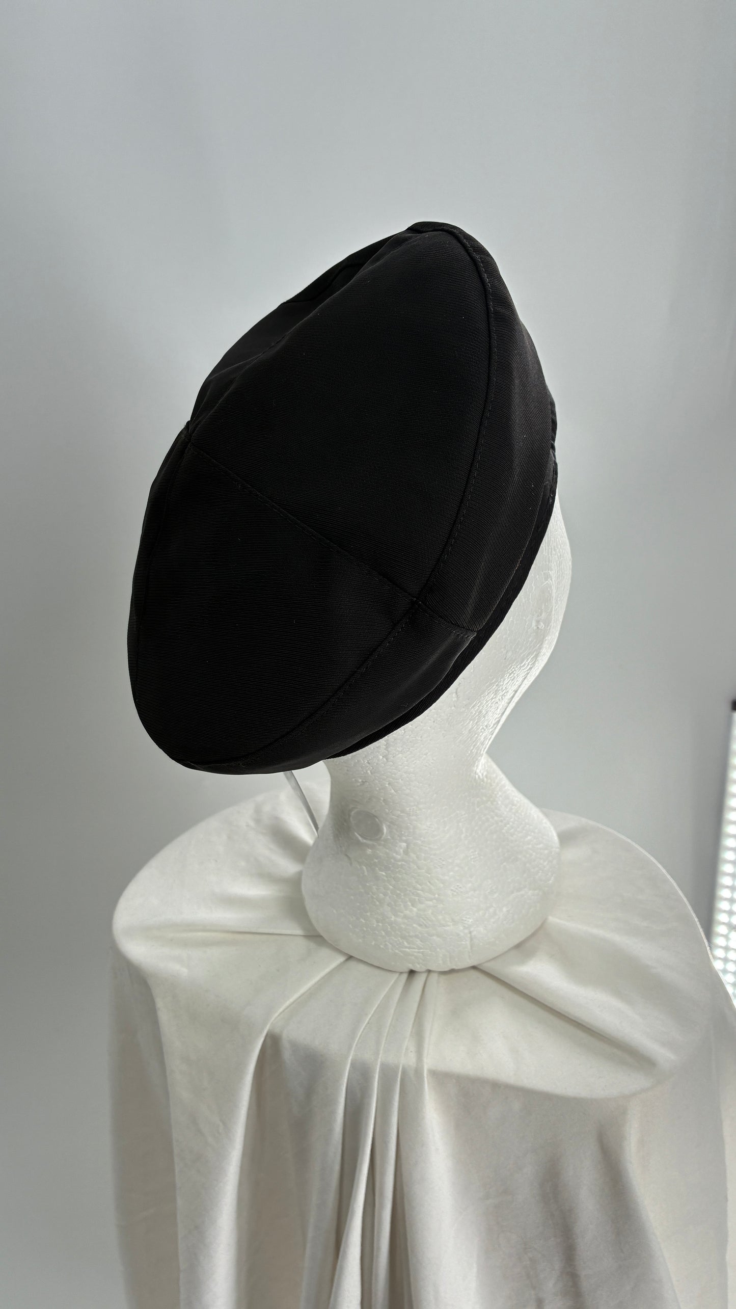Black Beret with Vegan Leather Strap with Silver Metal Hardware