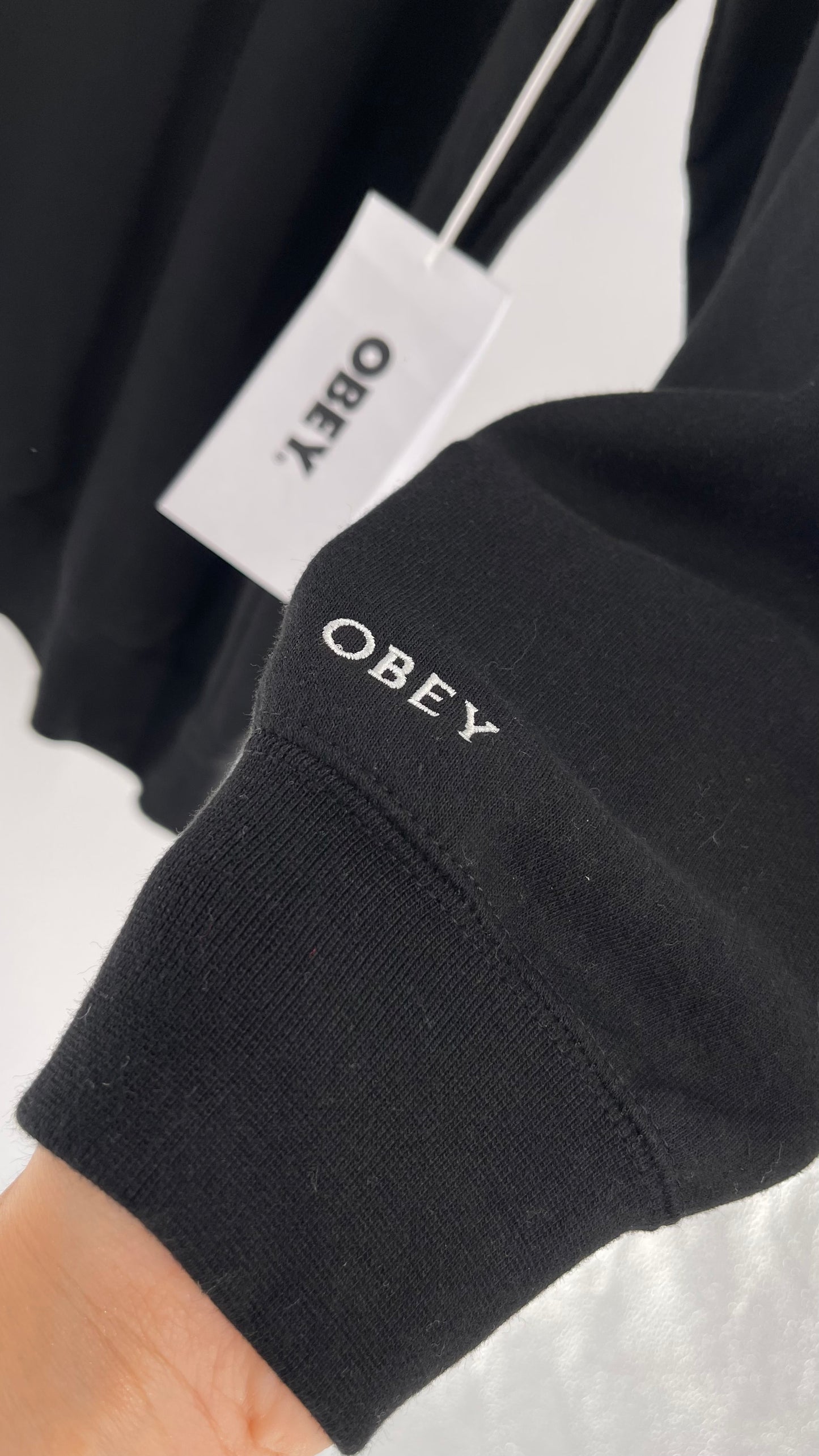 OBEY Black All Over Embroidered Love is The Cure Crewneck with Tags (Medium)