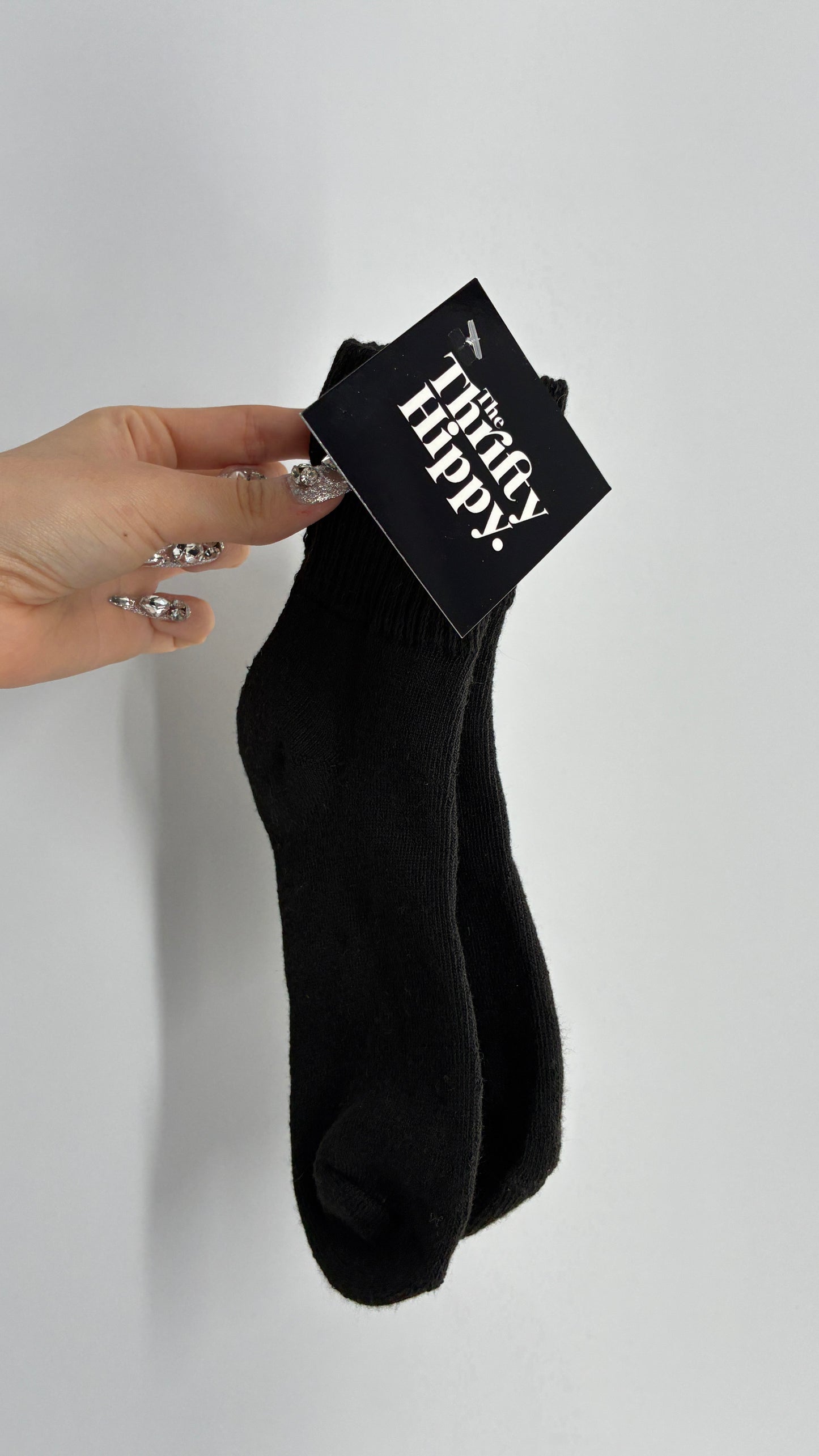 NWOT Black Knit Crew Sock