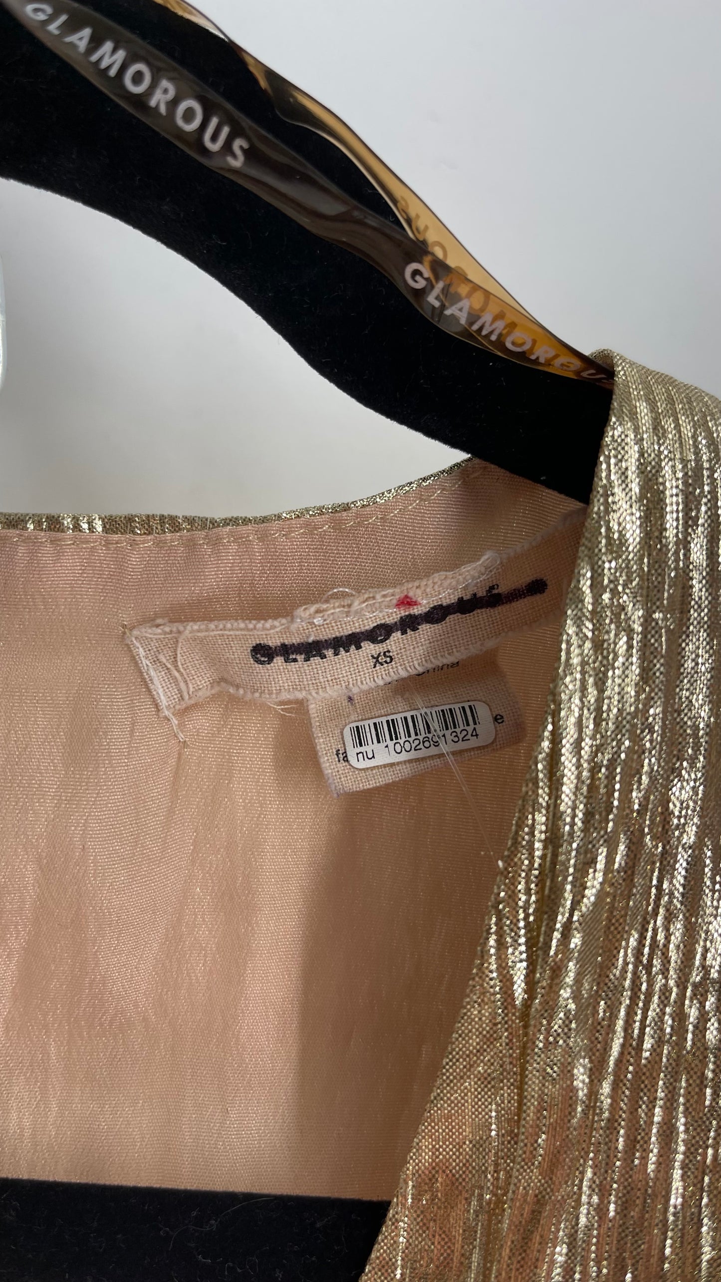 GLAMOROUS Gold Ruffled Crop Sleeveless Top (XS)