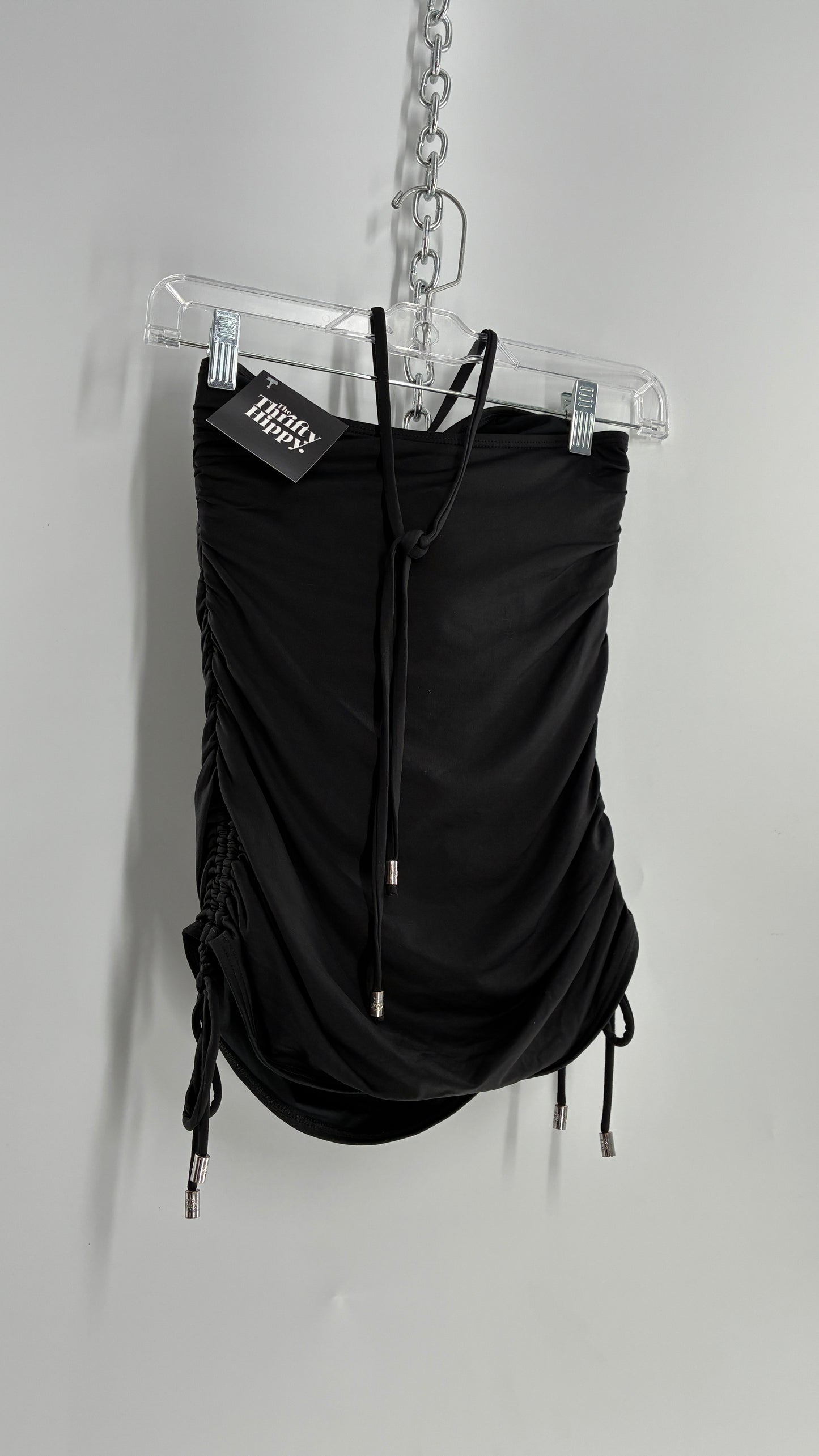 Vintage Michael Kors Ruched Tankini with Adjustable Sides, Halter Choker, and Branded Hoop (Small)