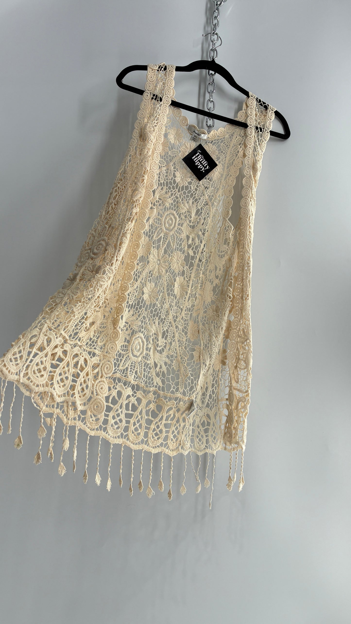 Vintage Sleeveless Crochet Cape (M/L)