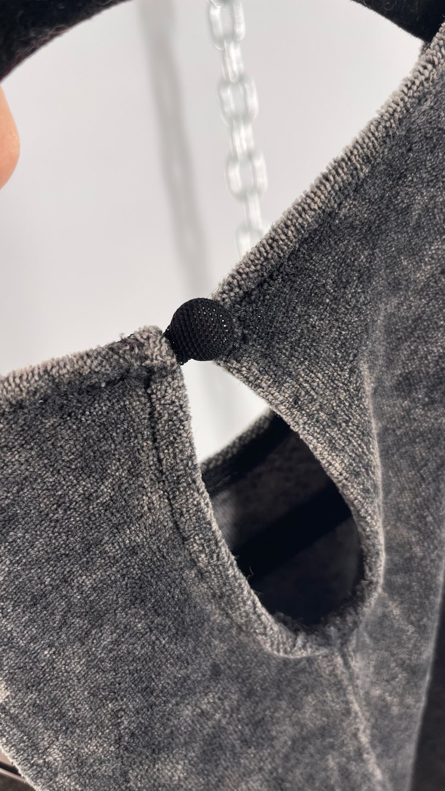 Free People Charcoal Acid Wash Velour Terry Cloth Bodysuit (Small)