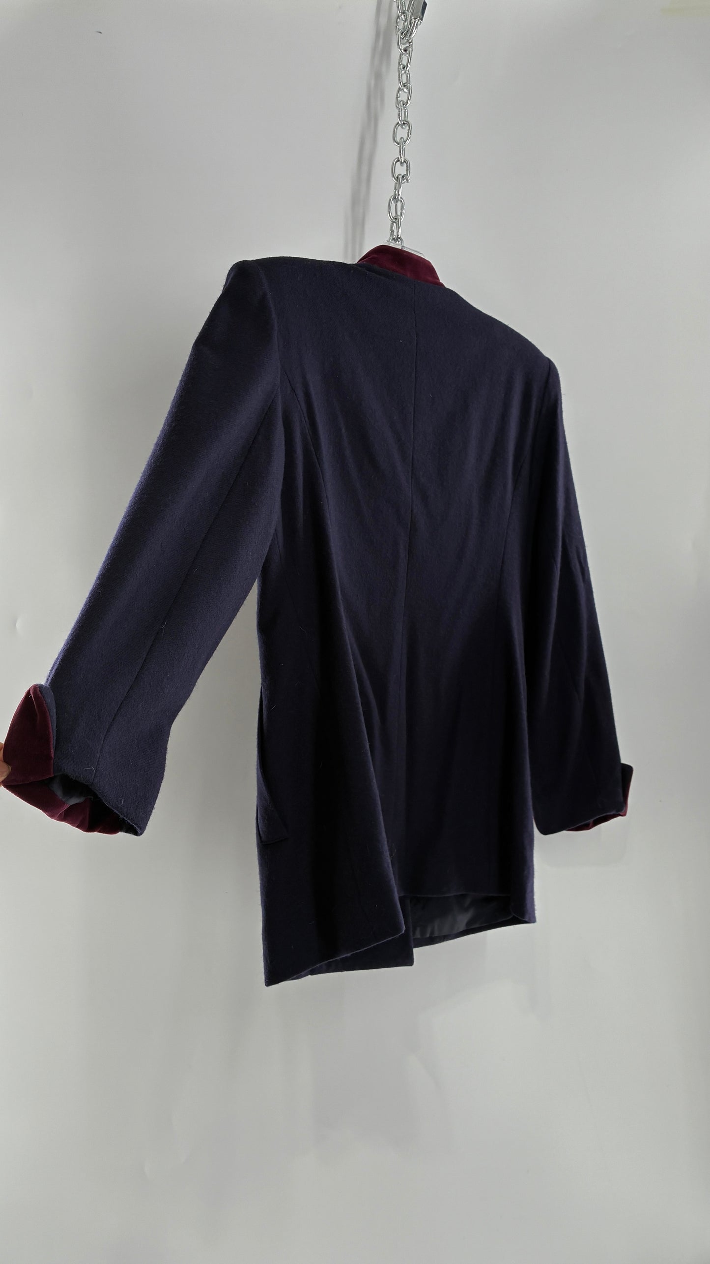 Vintage Suit Set with Bell Boy Style Double Breasted Wool, Velour Cuff Jacket and Upcycled Mini Skirt (6P)