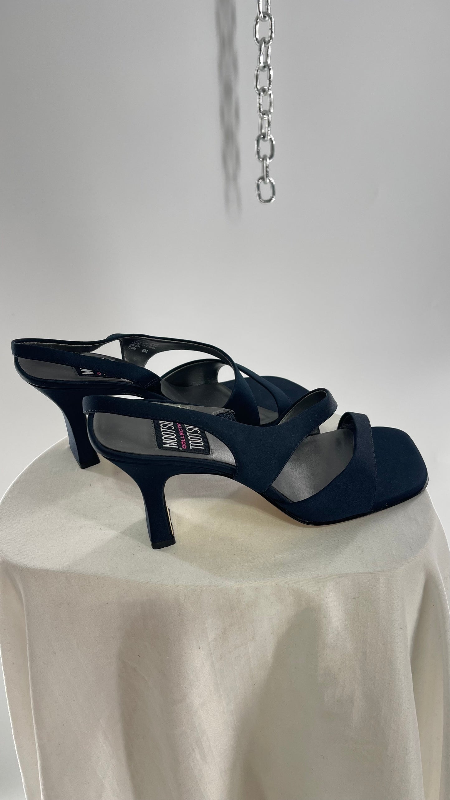 Vintage 1990s Mootsies Tootsies Strappy Satin Square Toe Kitten Heel (8)