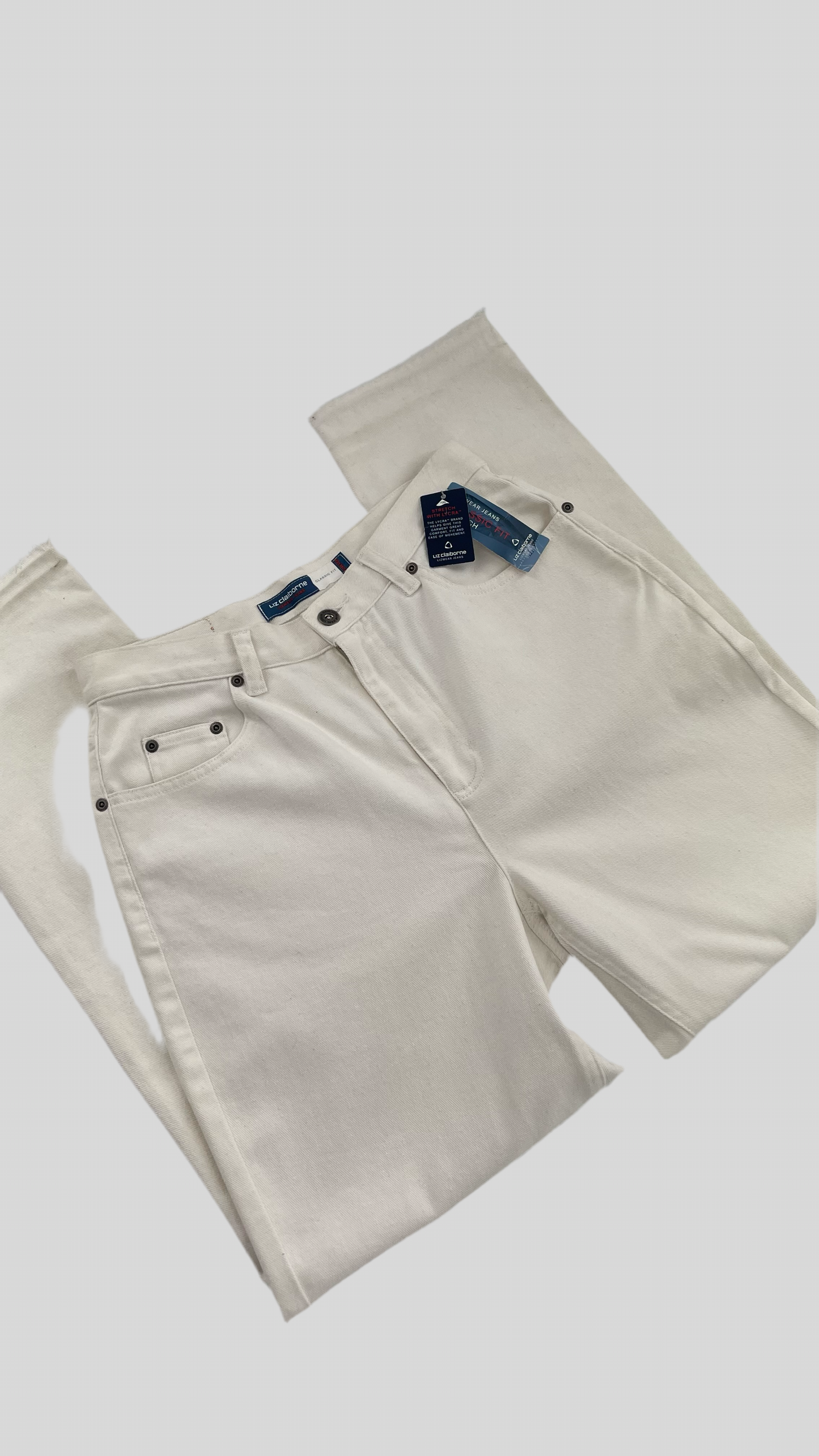 Dead stock Vintage White Liz Claiborne Jeans with distressed hem(Size 10 regular)
