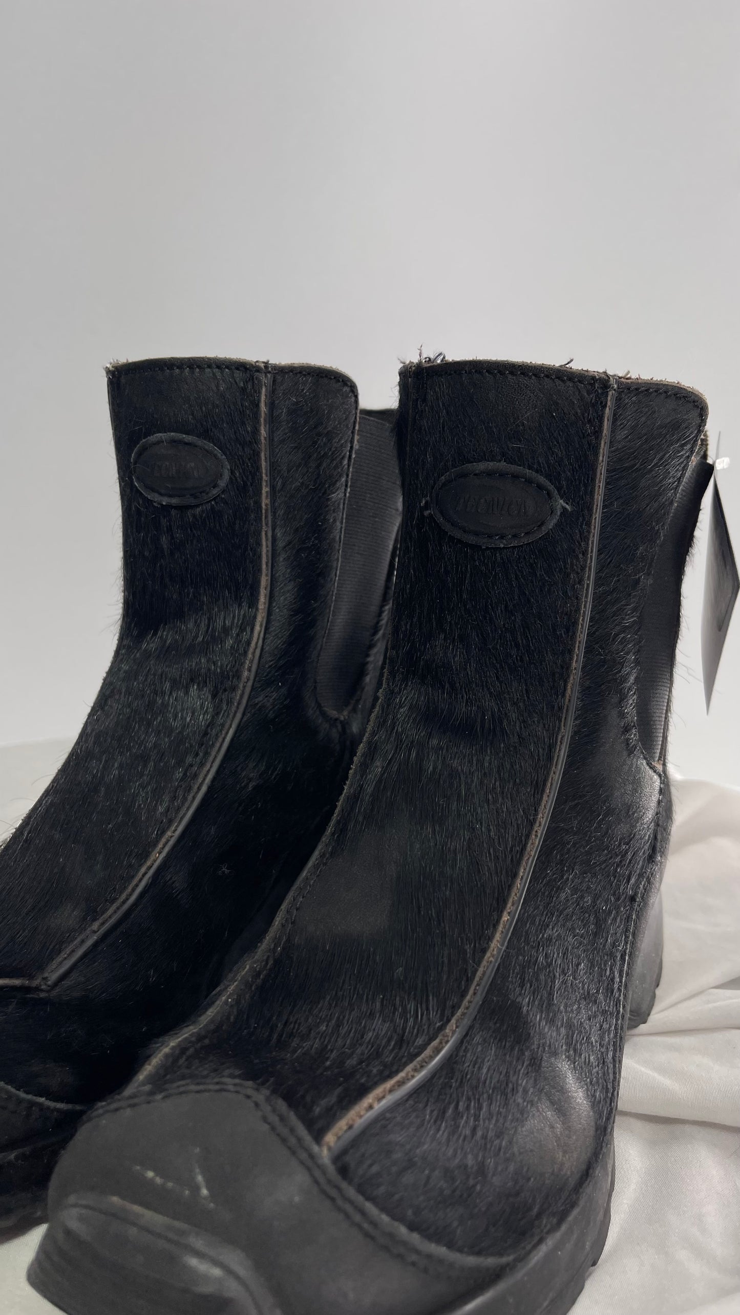 Vintage TECHNICA Black Cow Hide Round Toe Chunky Sole Boots (7.5)