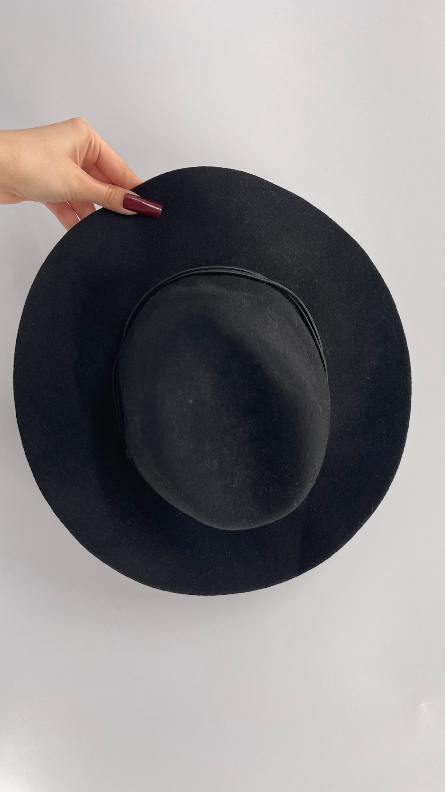 Black Woven Felt Sun Hat